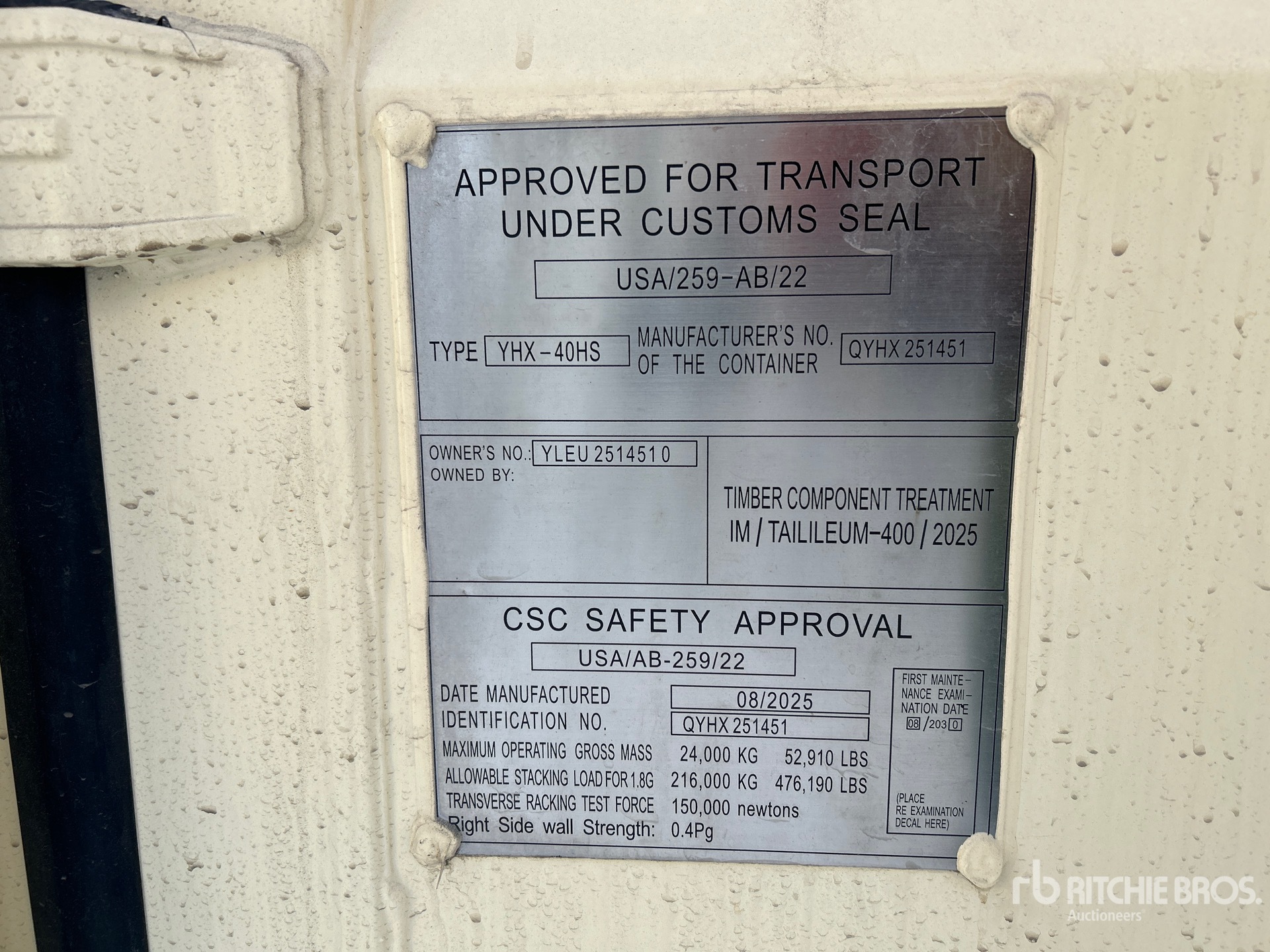 General Appearance with Serial Number / VIN