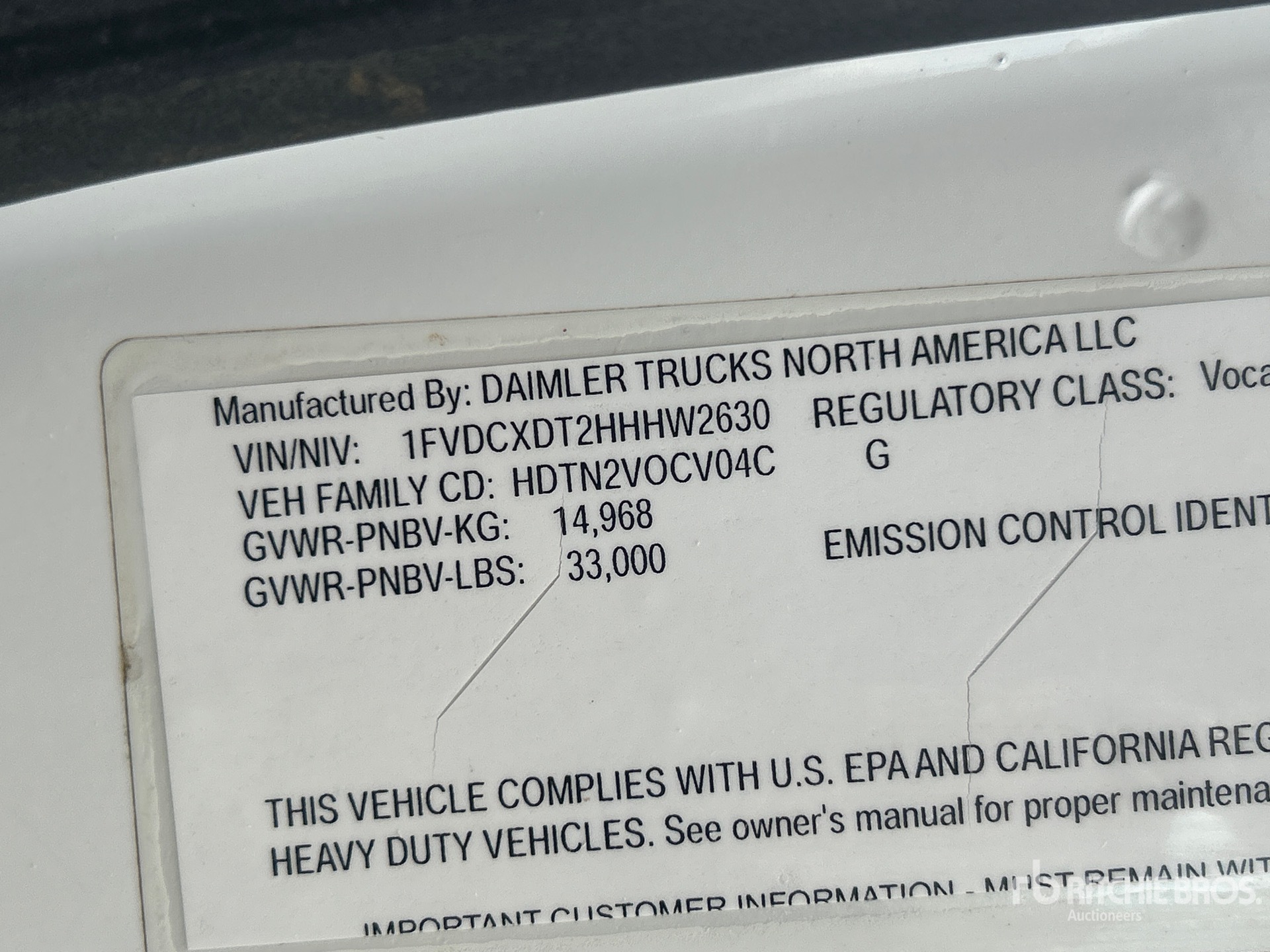 General Appearance with Serial Number / VIN