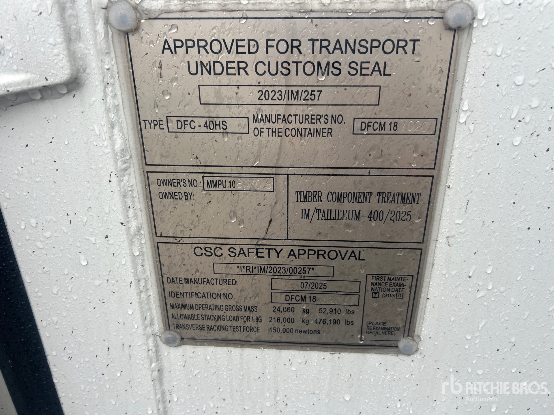 General Appearance with Serial Number / VIN