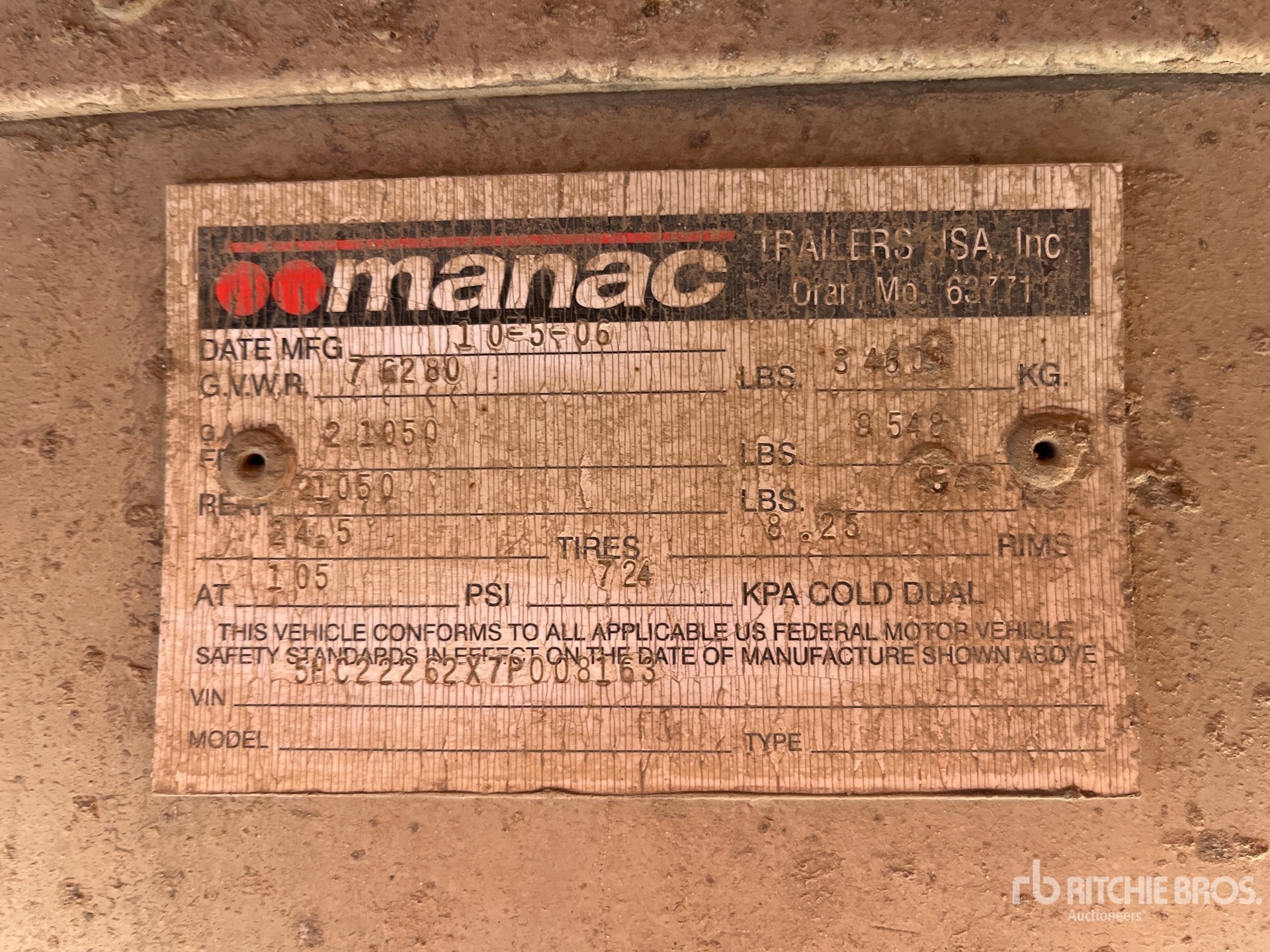 General Appearance with Serial Number / VIN