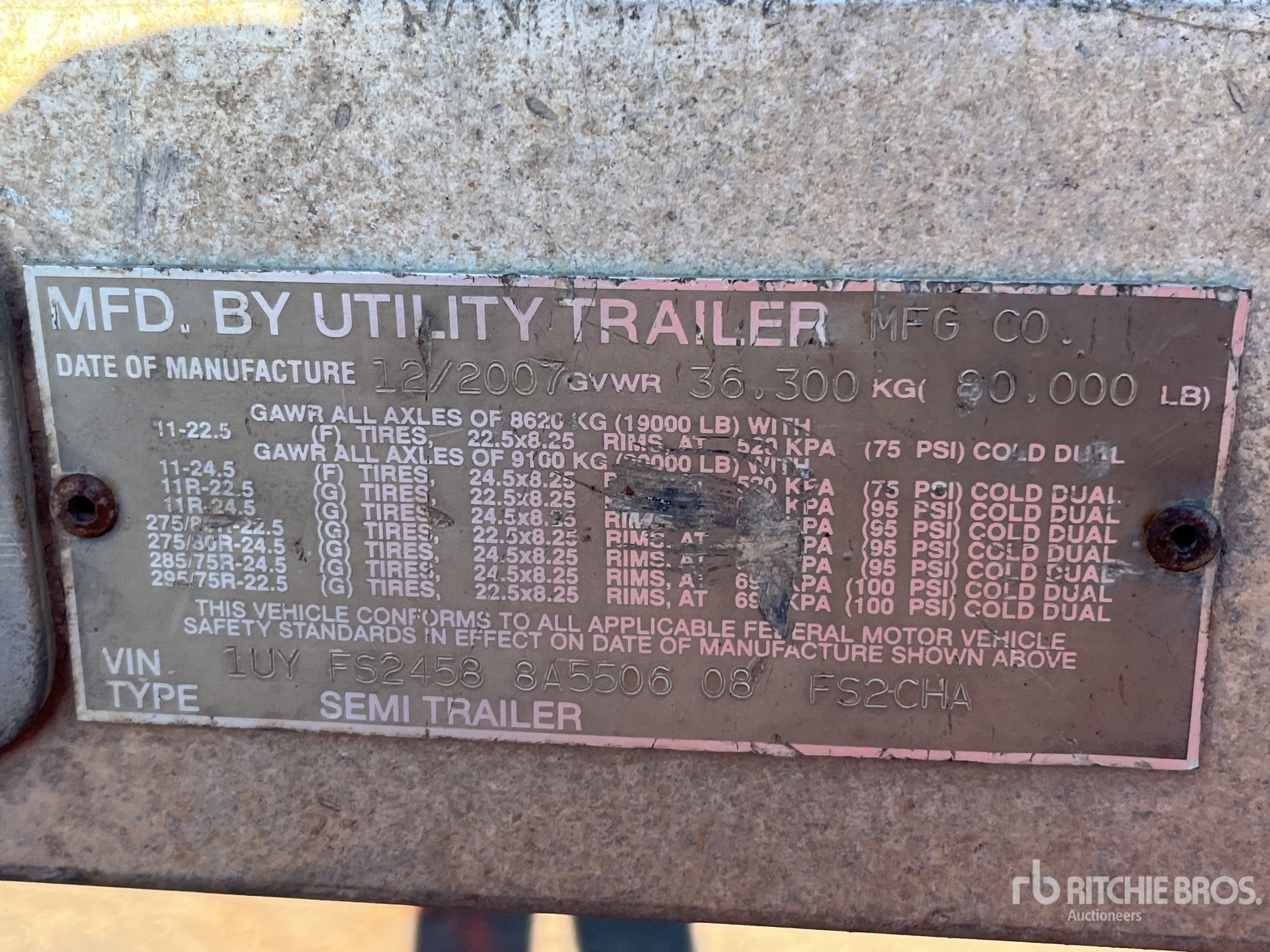 General Appearance with Serial Number / VIN