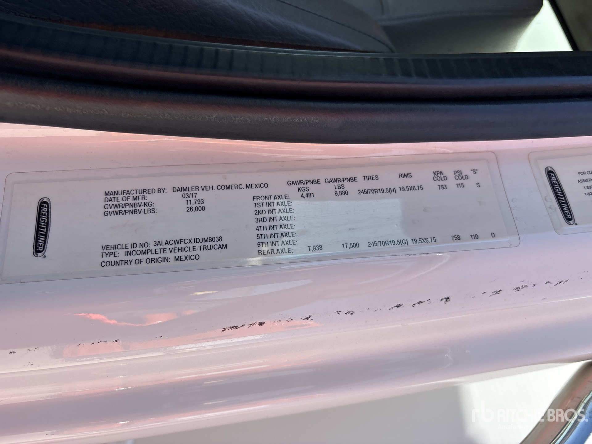 General Appearance with Serial Number / VIN