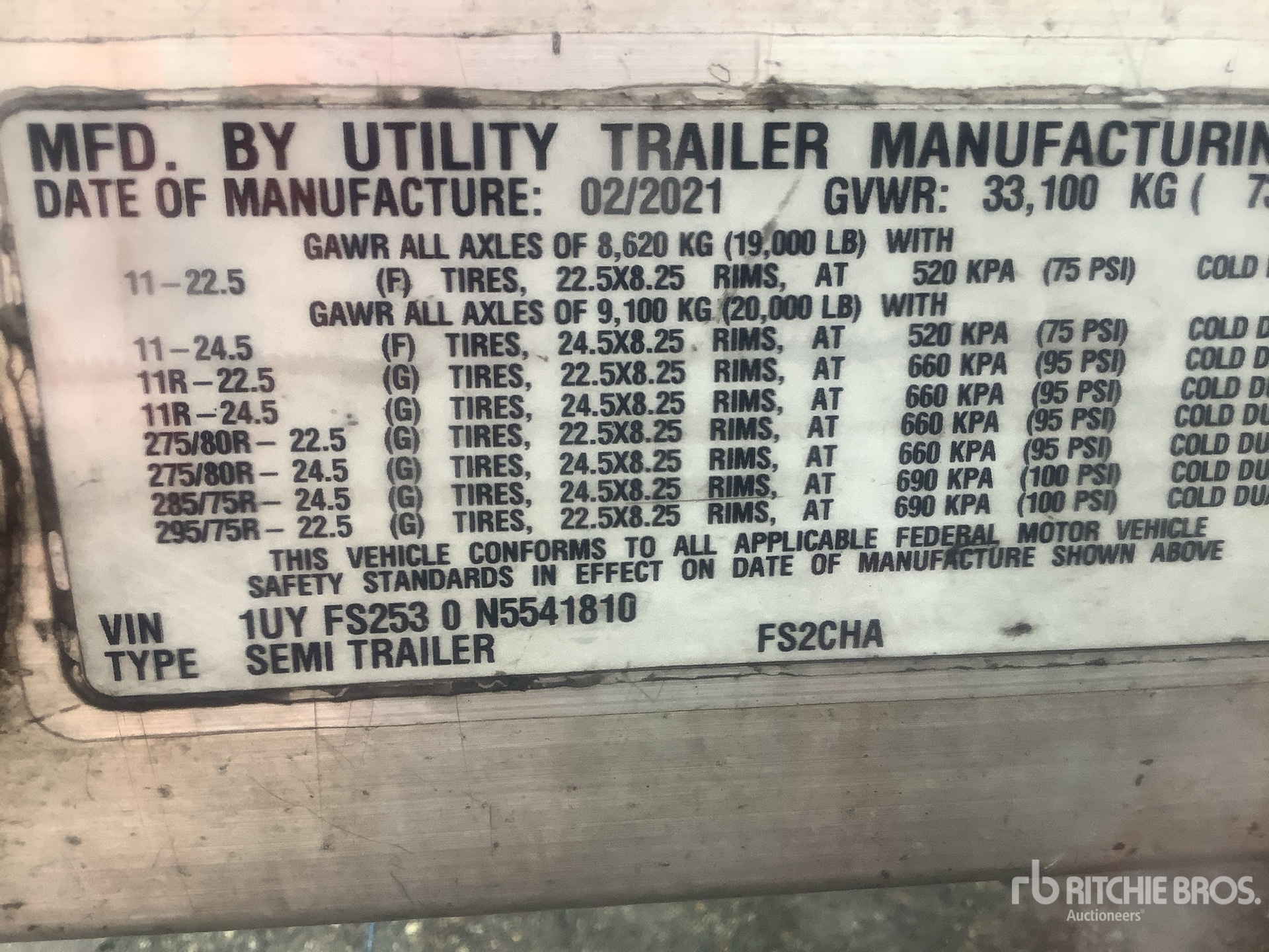 General Appearance with Serial Number / VIN