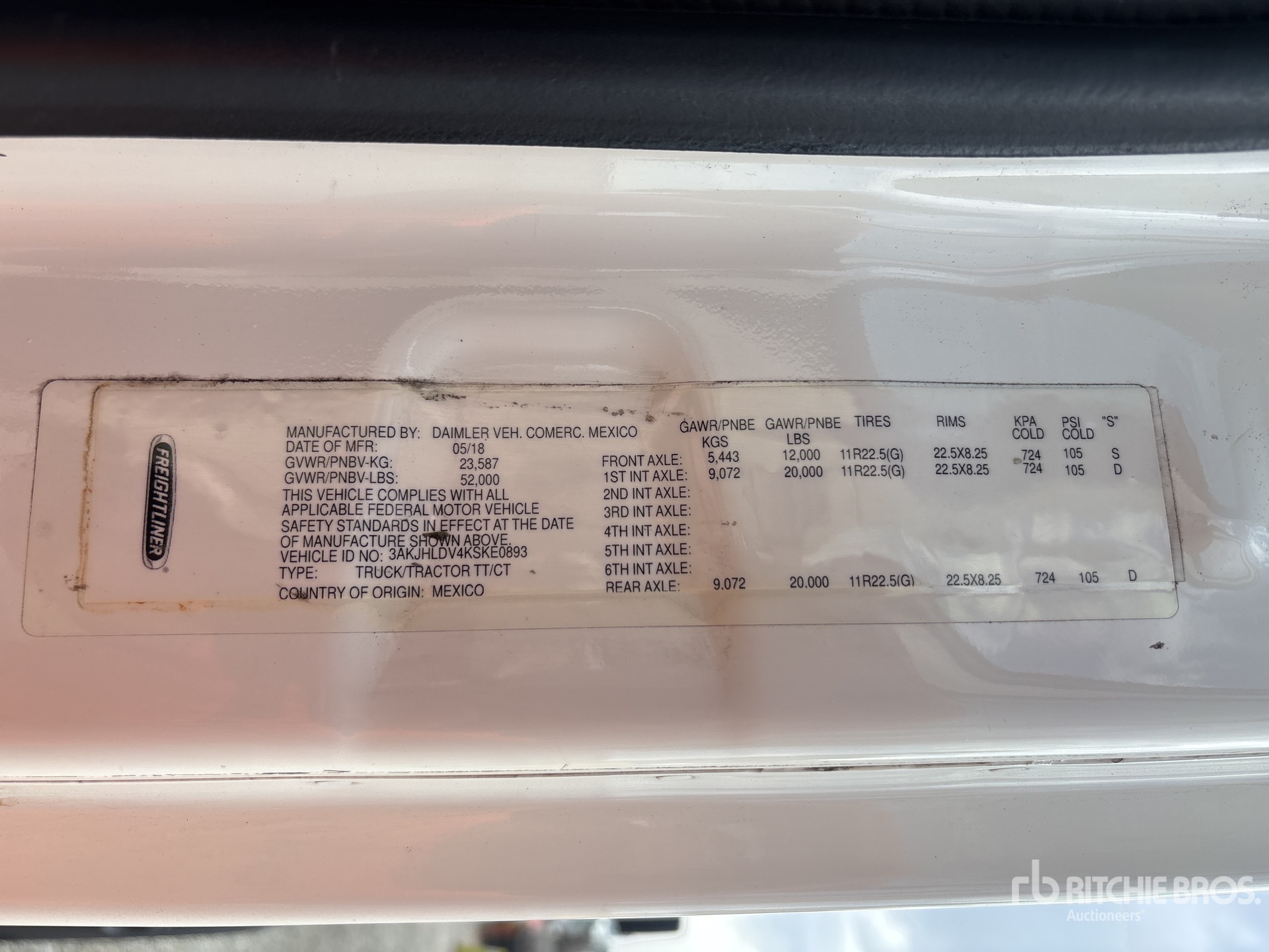 General Appearance with Serial Number / VIN