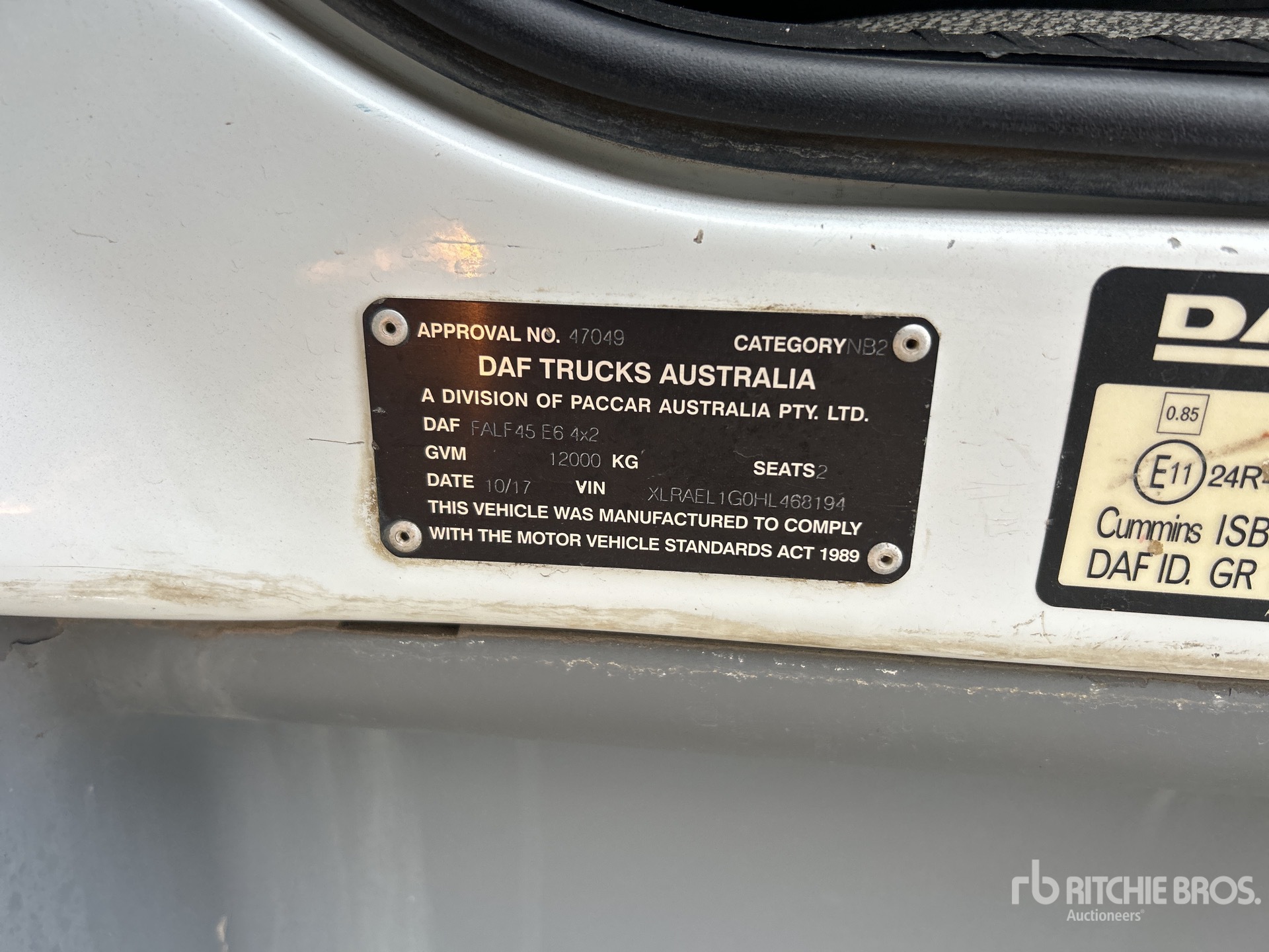 General Appearance with Serial Number / VIN