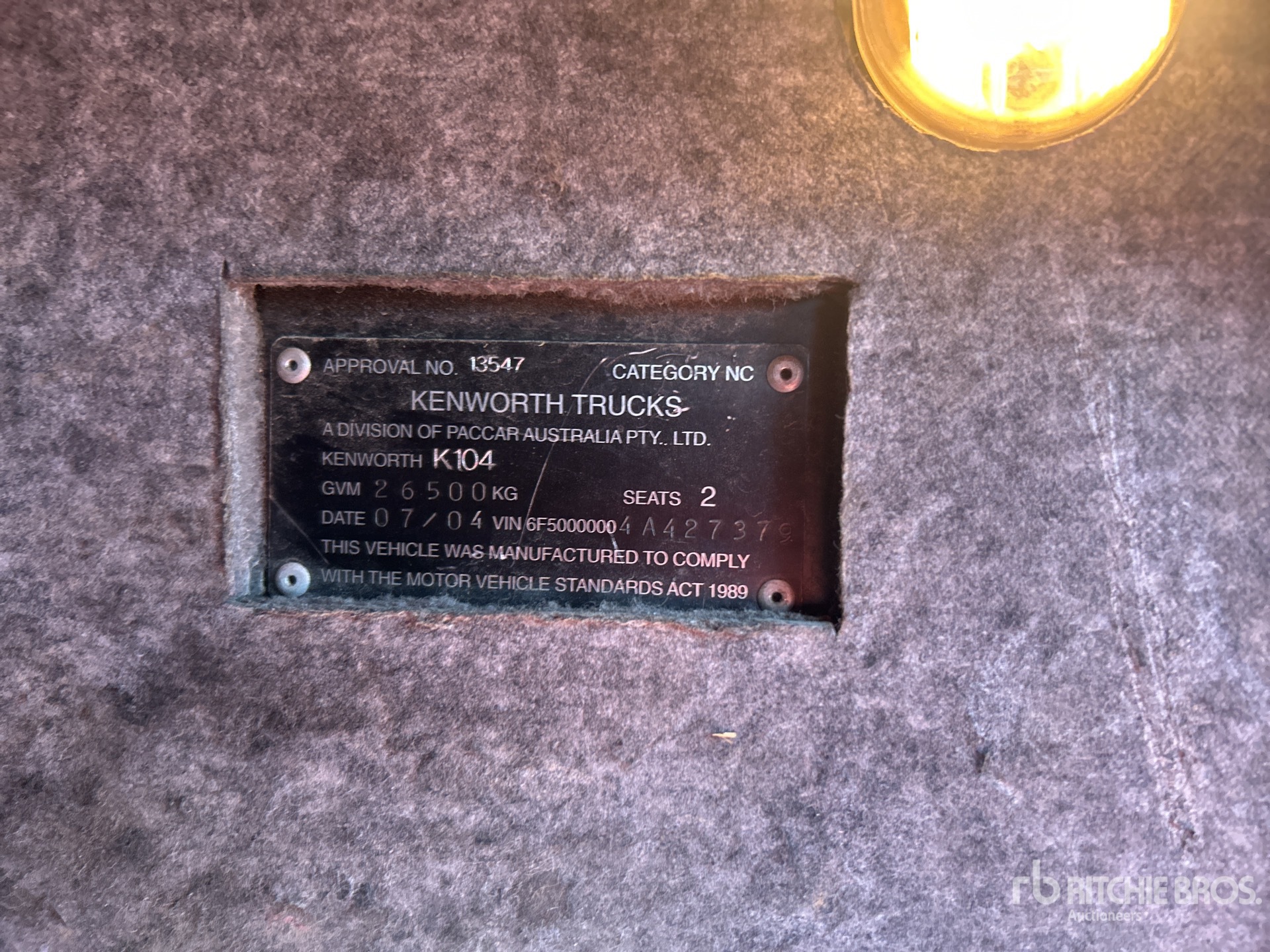 General Appearance with Serial Number / VIN