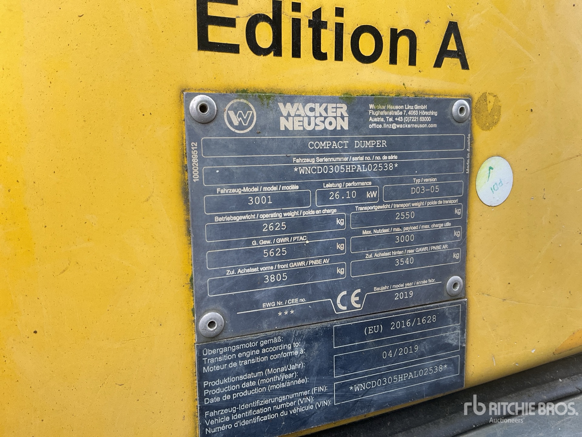 General Appearance with Serial Number / VIN