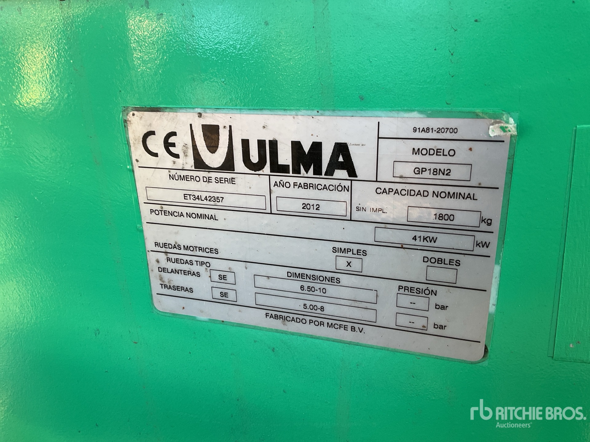 General Appearance with Serial Number / VIN