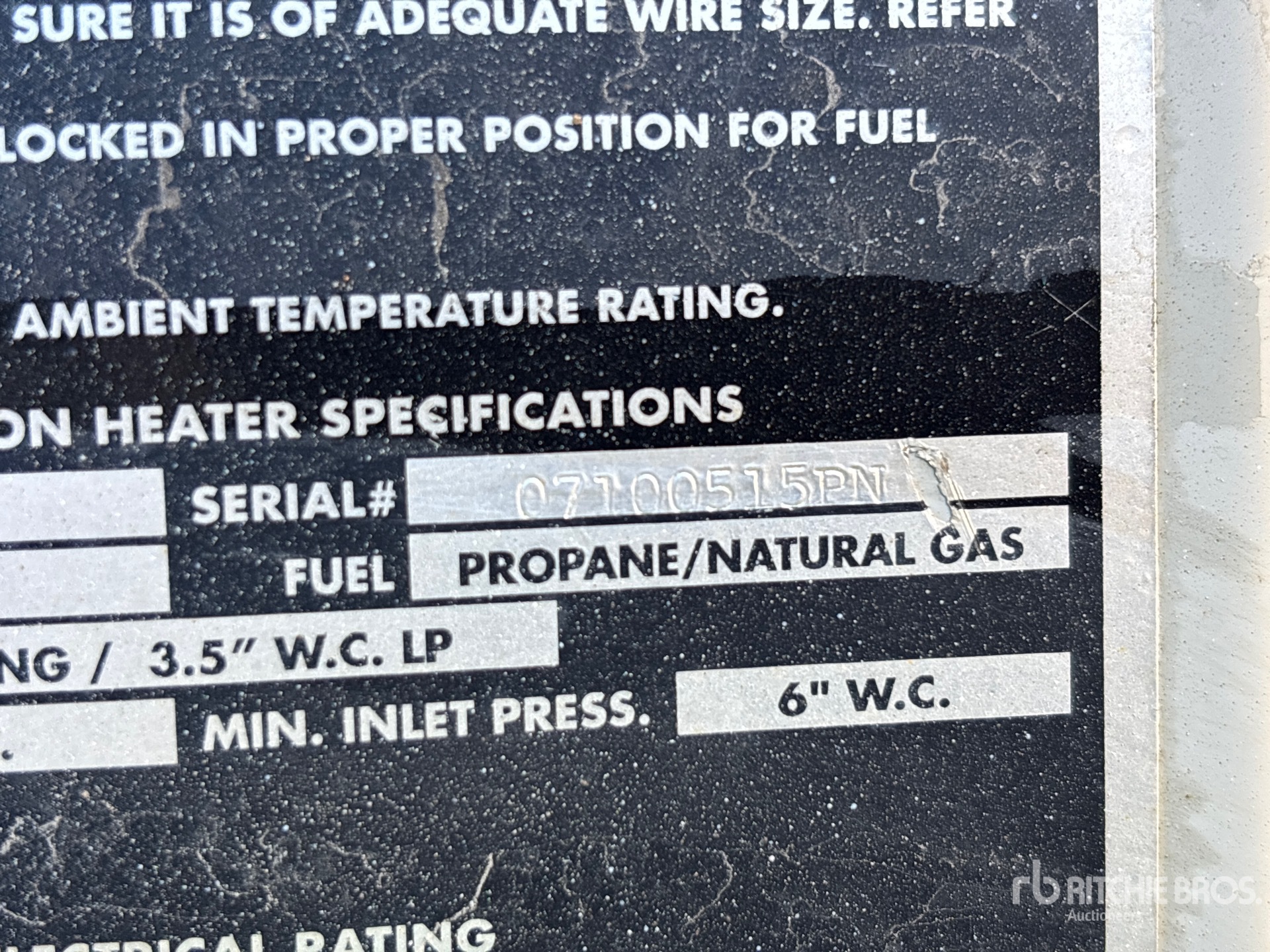 General Appearance with Serial Number / VIN