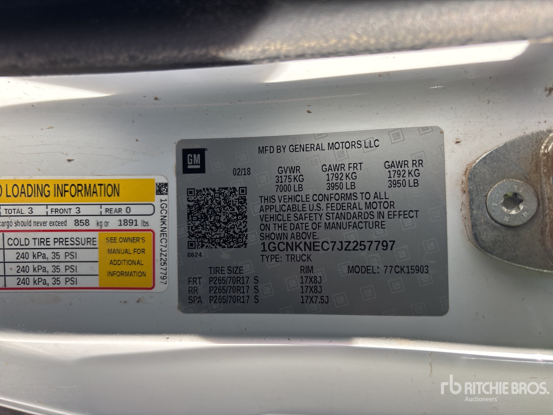 General Appearance with Serial Number / VIN