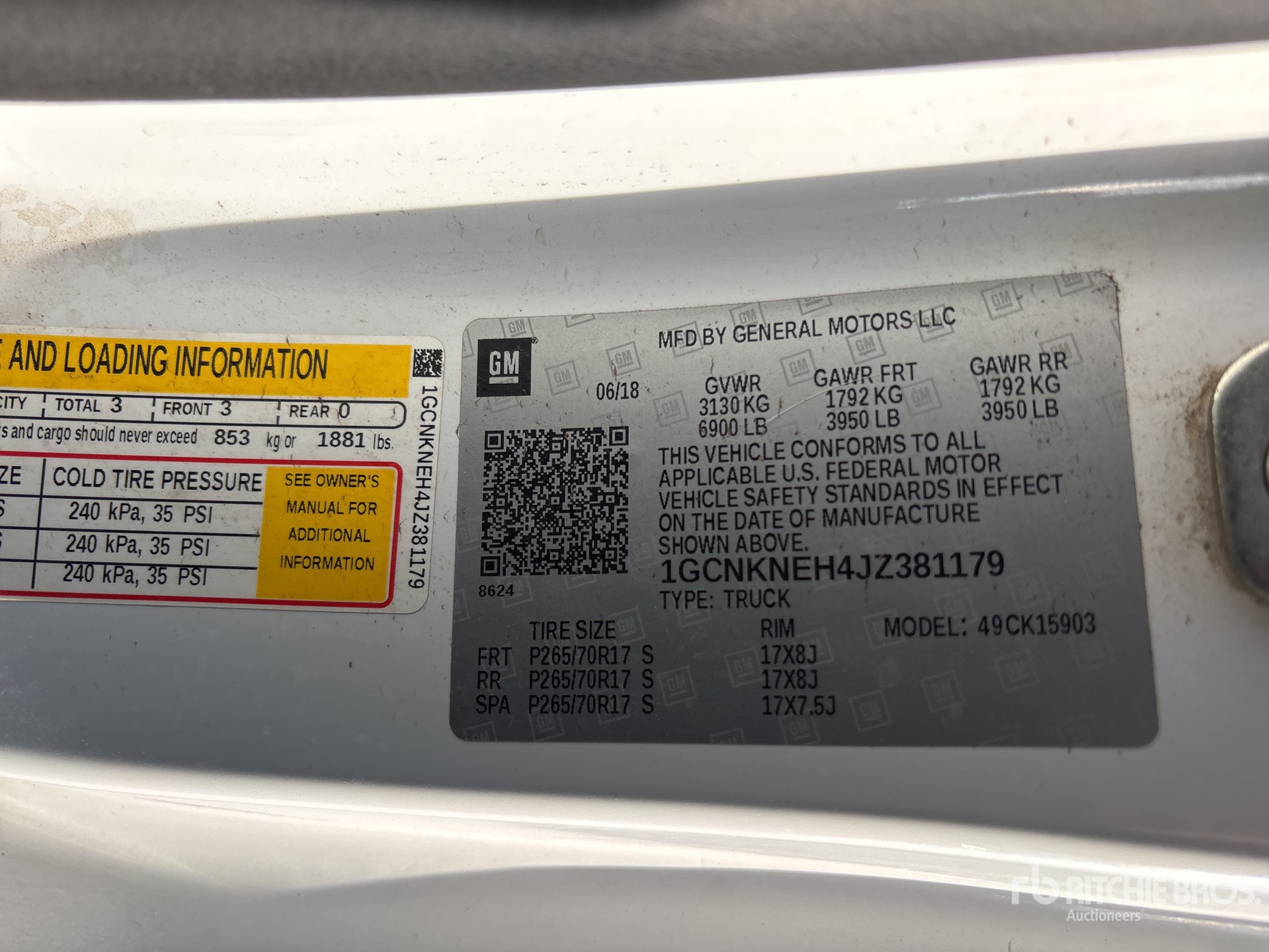 General Appearance with Serial Number / VIN