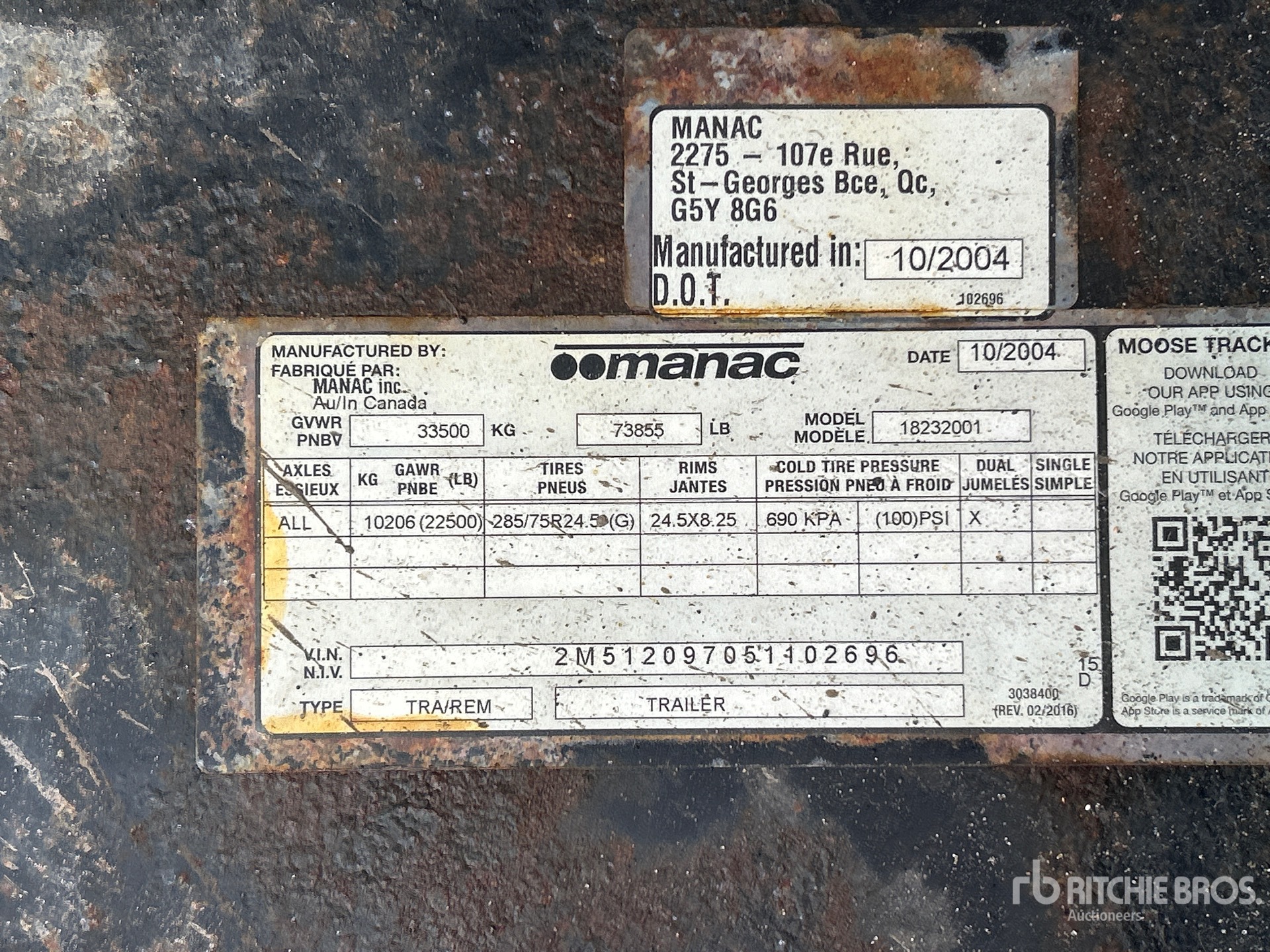 General Appearance with Serial Number / VIN