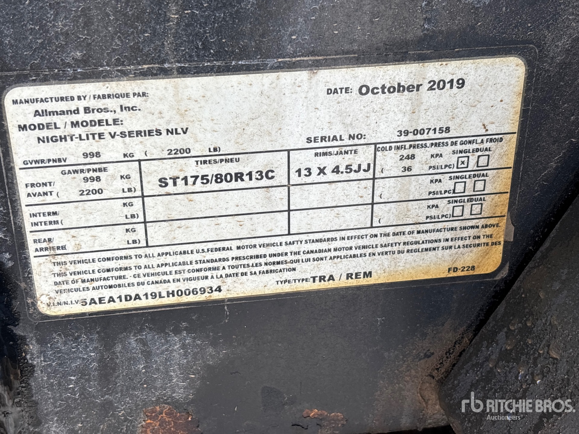 General Appearance with Serial Number / VIN