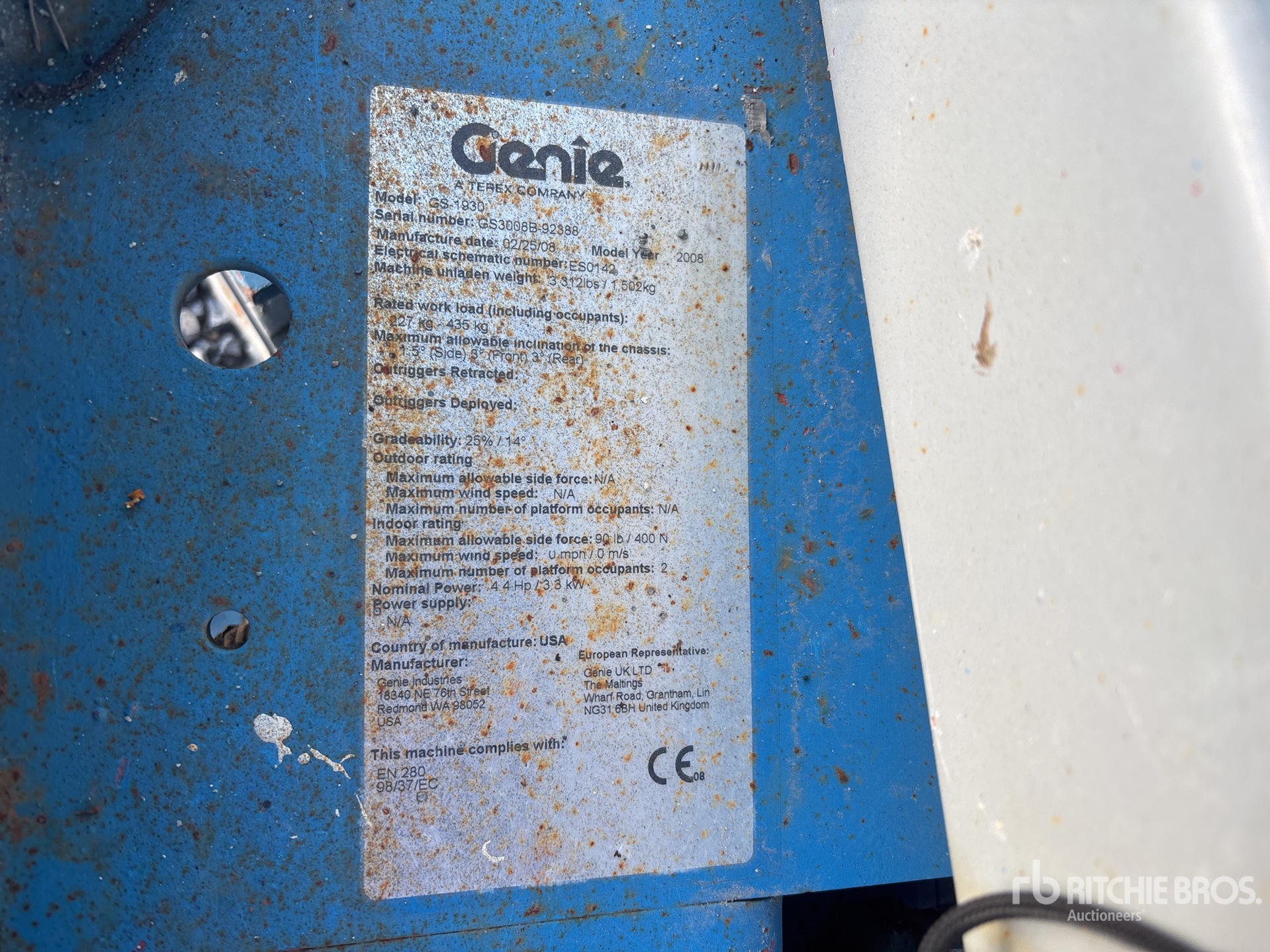 General Appearance with Serial Number / VIN