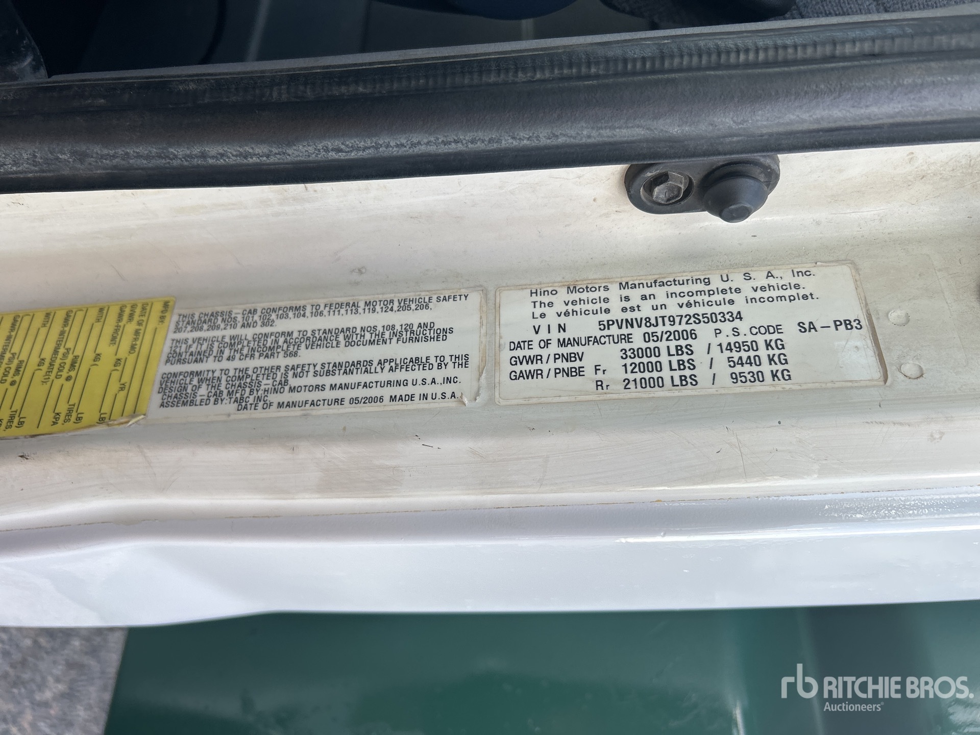 General Appearance with Serial Number / VIN