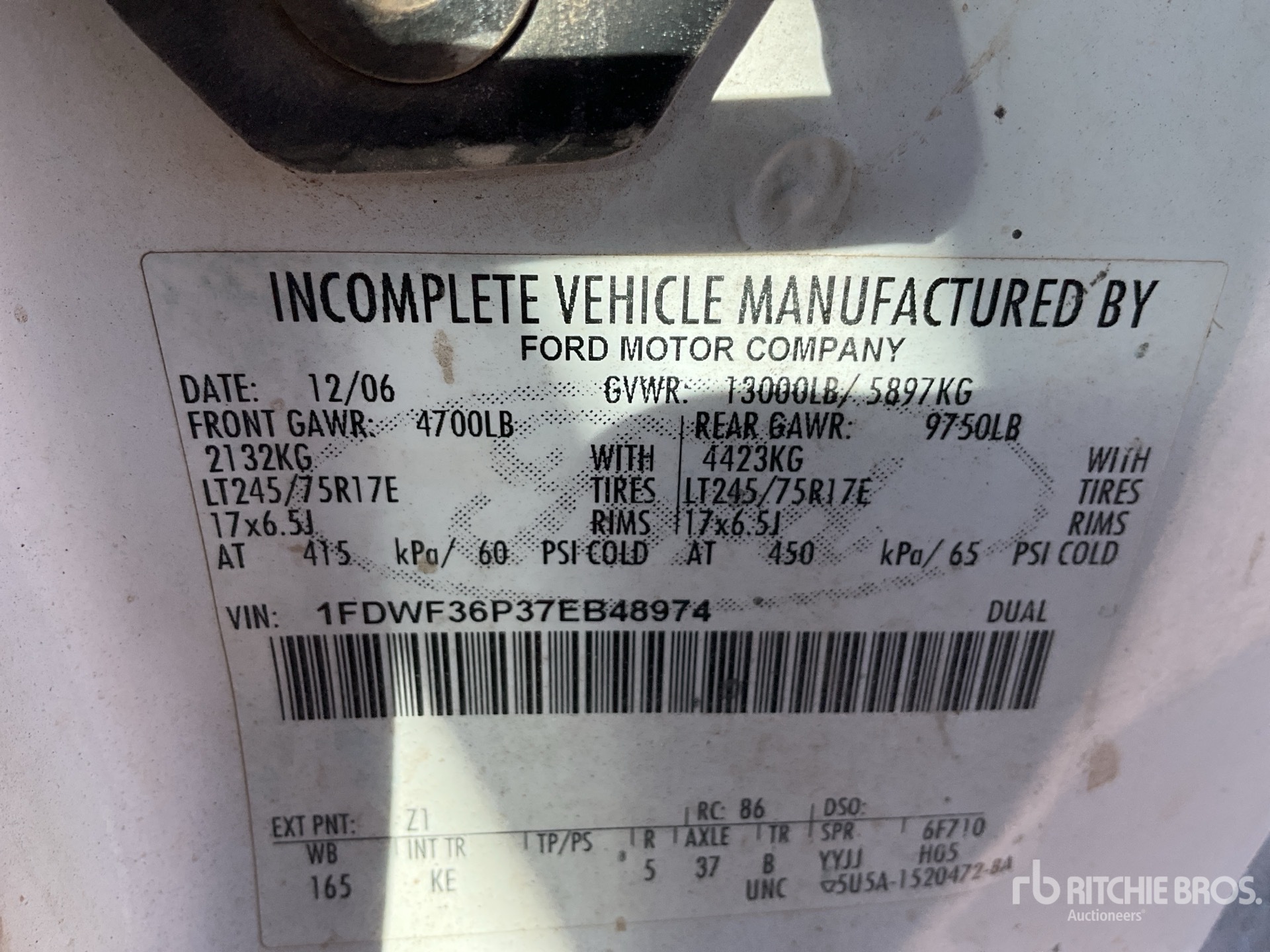 General Appearance with Serial Number / VIN