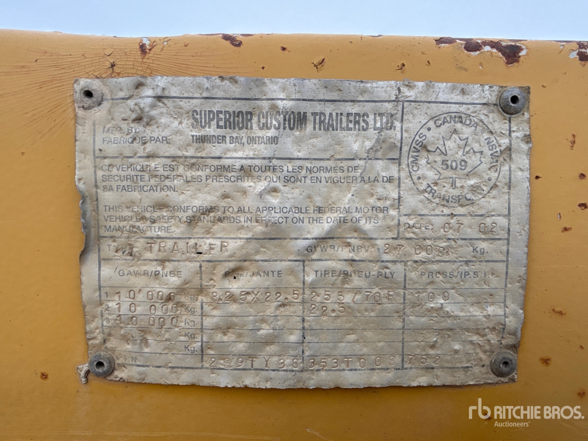 General Appearance with Serial Number / VIN