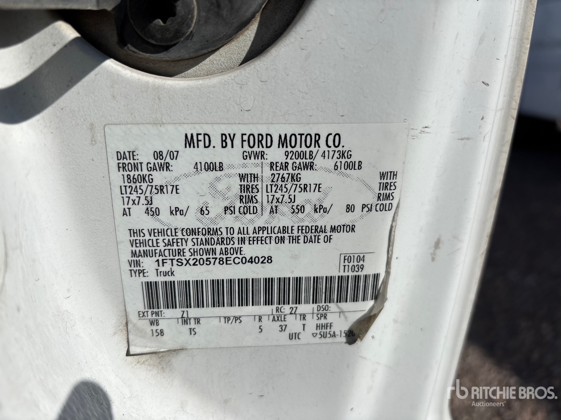 General Appearance with Numéro de série/Numéro d'identification du véhicule automobile