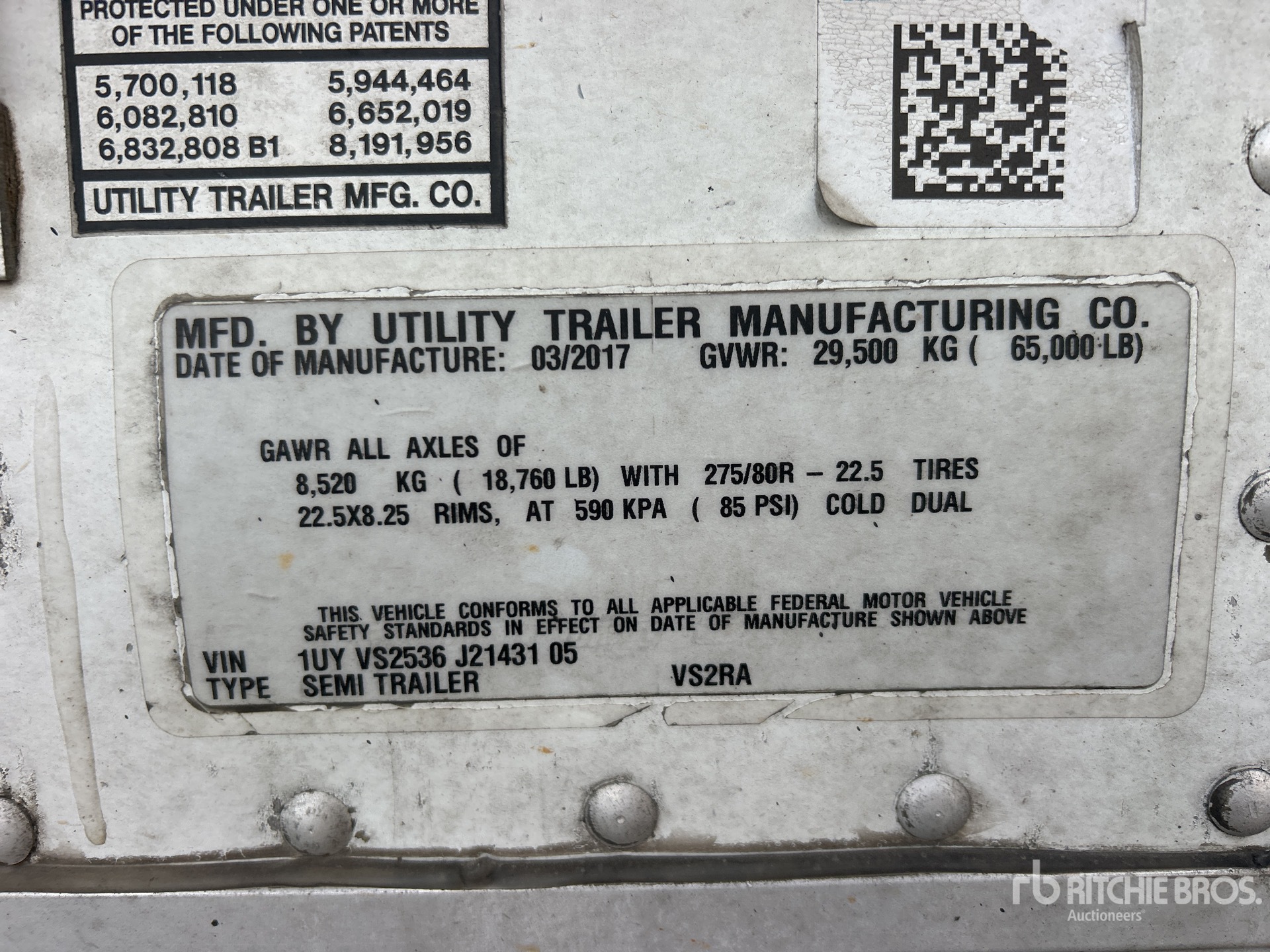 General Appearance with Serial Number / VIN