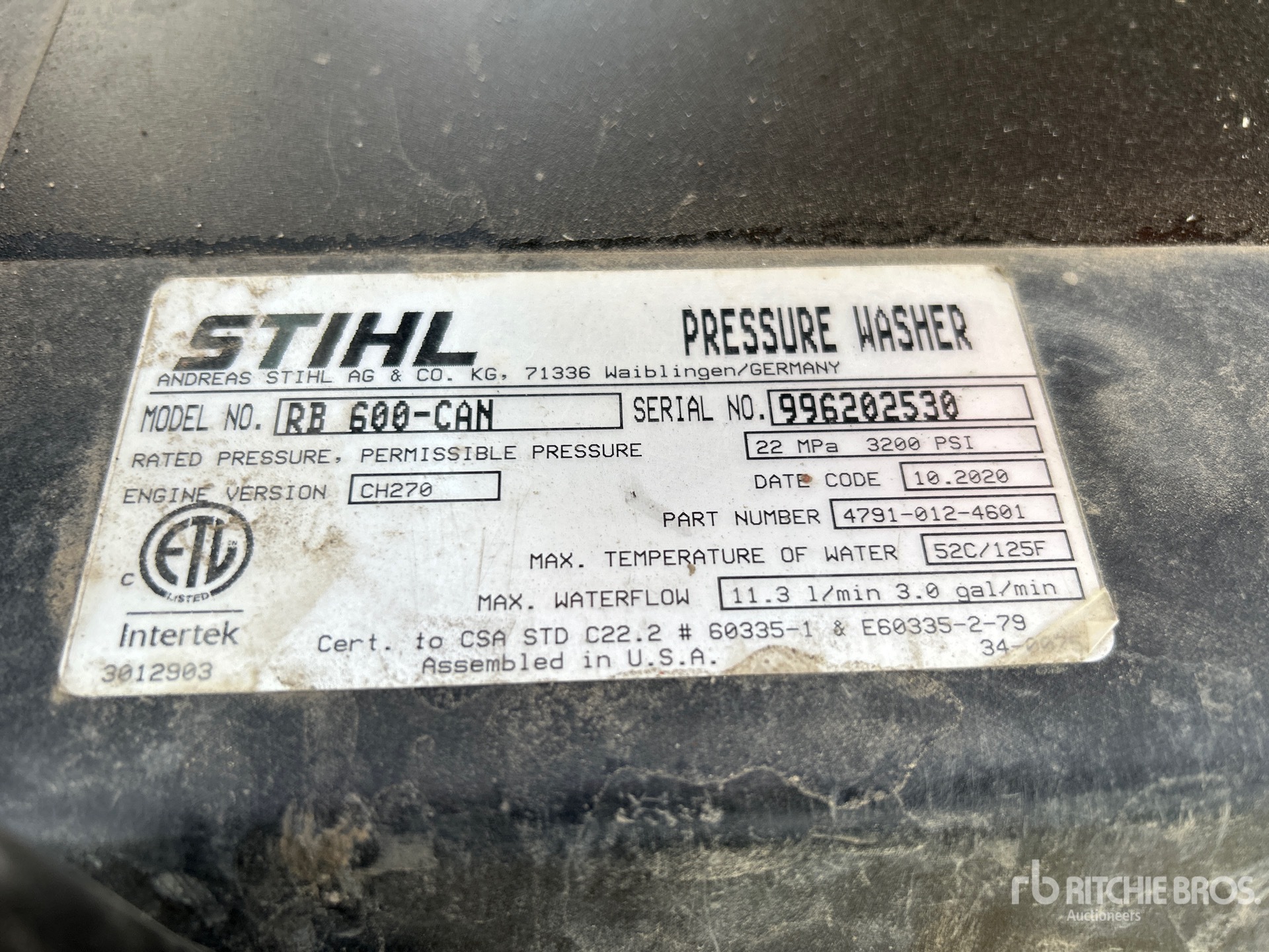 General Appearance with Serial Number / VIN