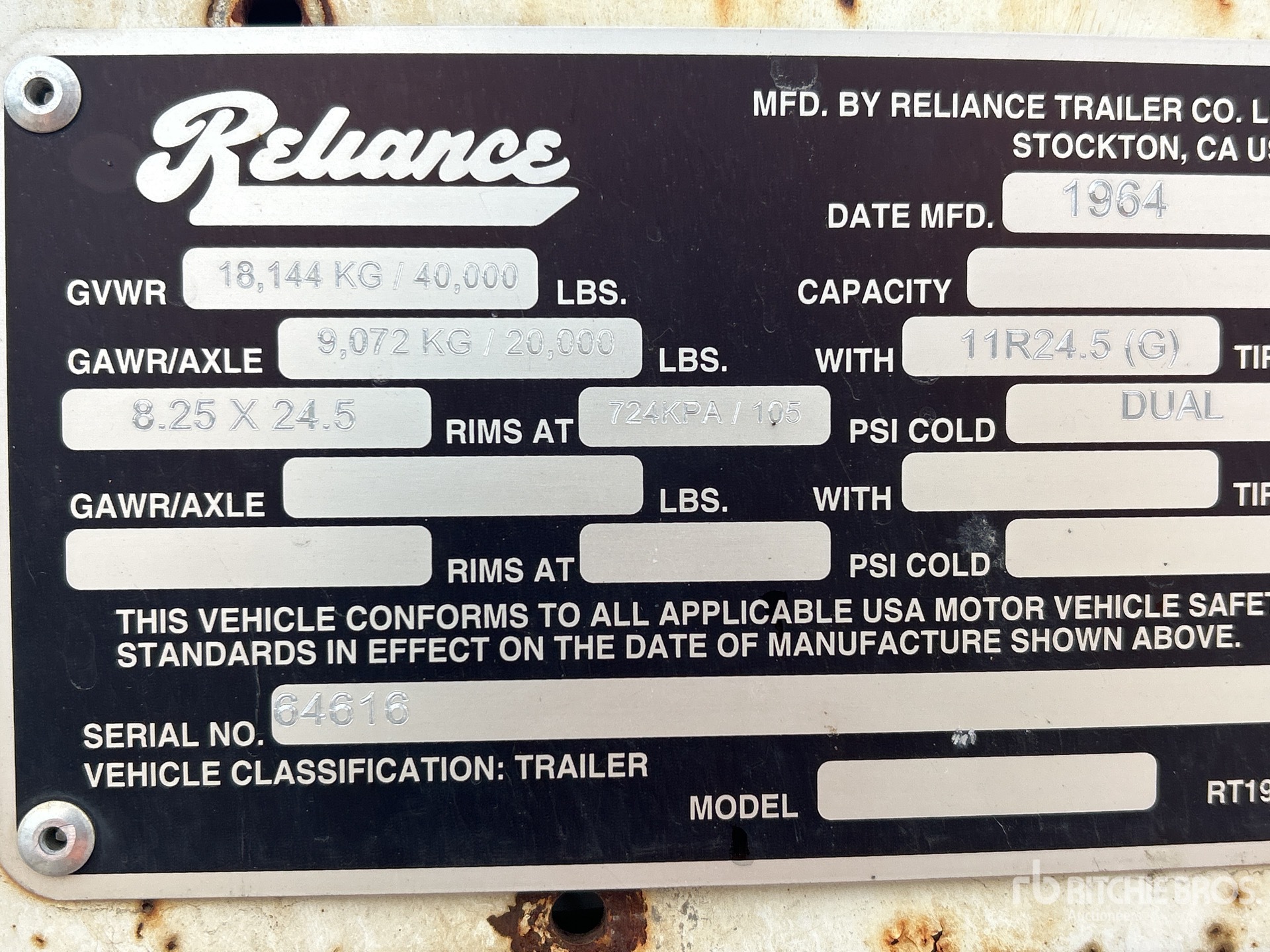 General Appearance with Serial Number / VIN