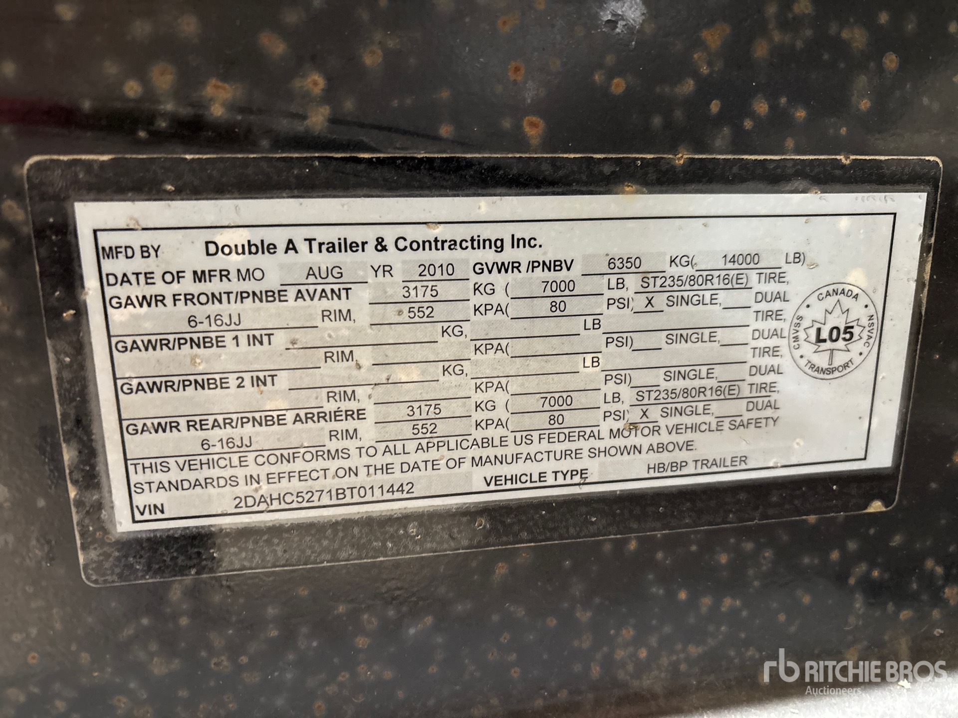 General Appearance with Serial Number / VIN