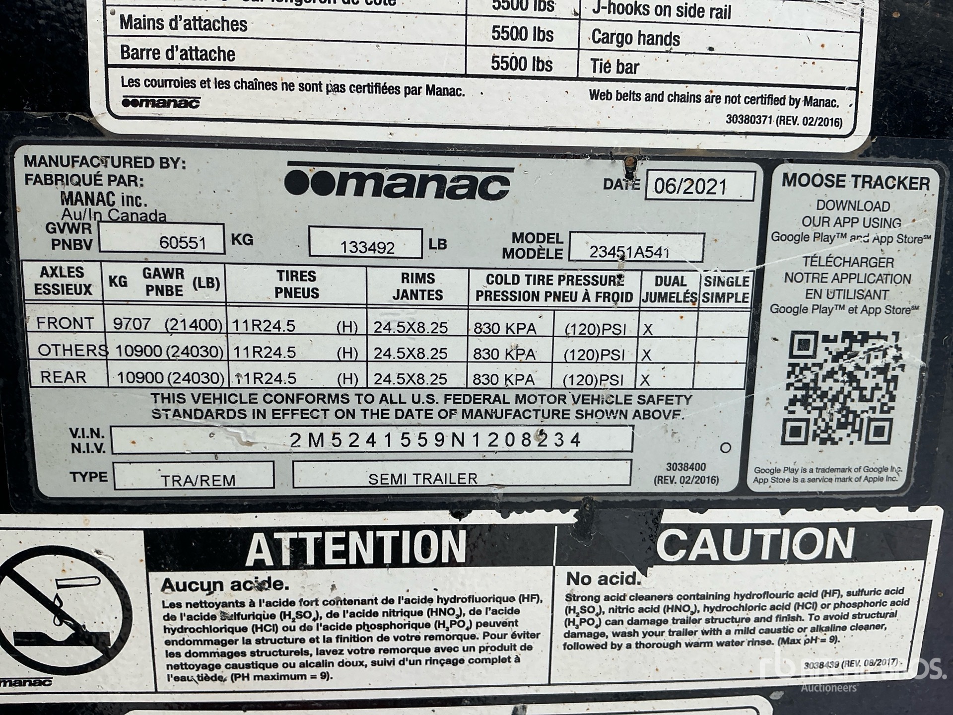 General Appearance with Serial Number / VIN