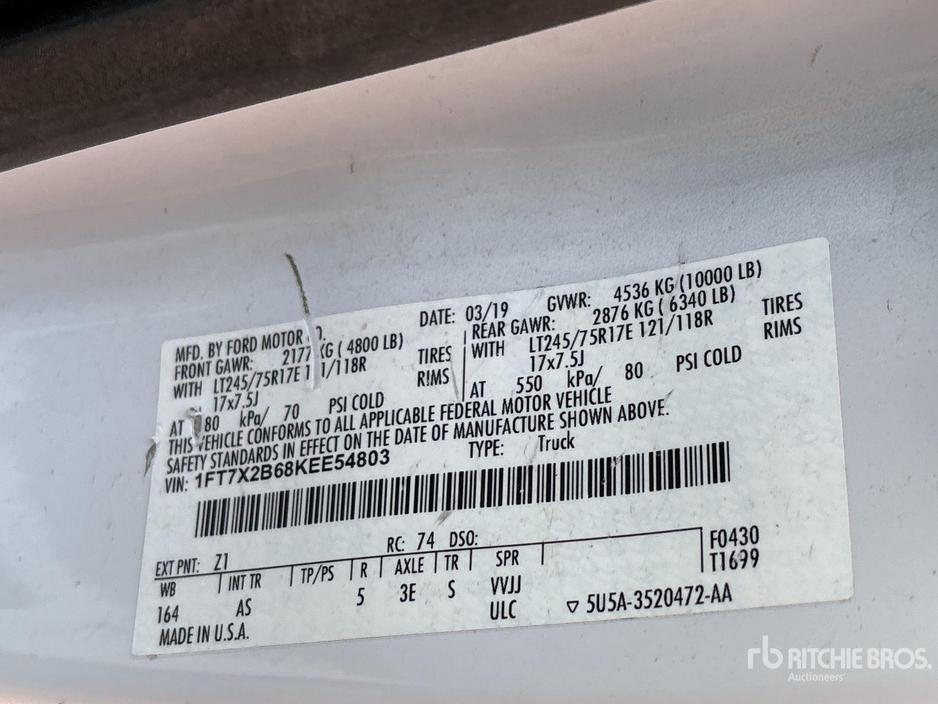 General Appearance with Serial Number / VIN