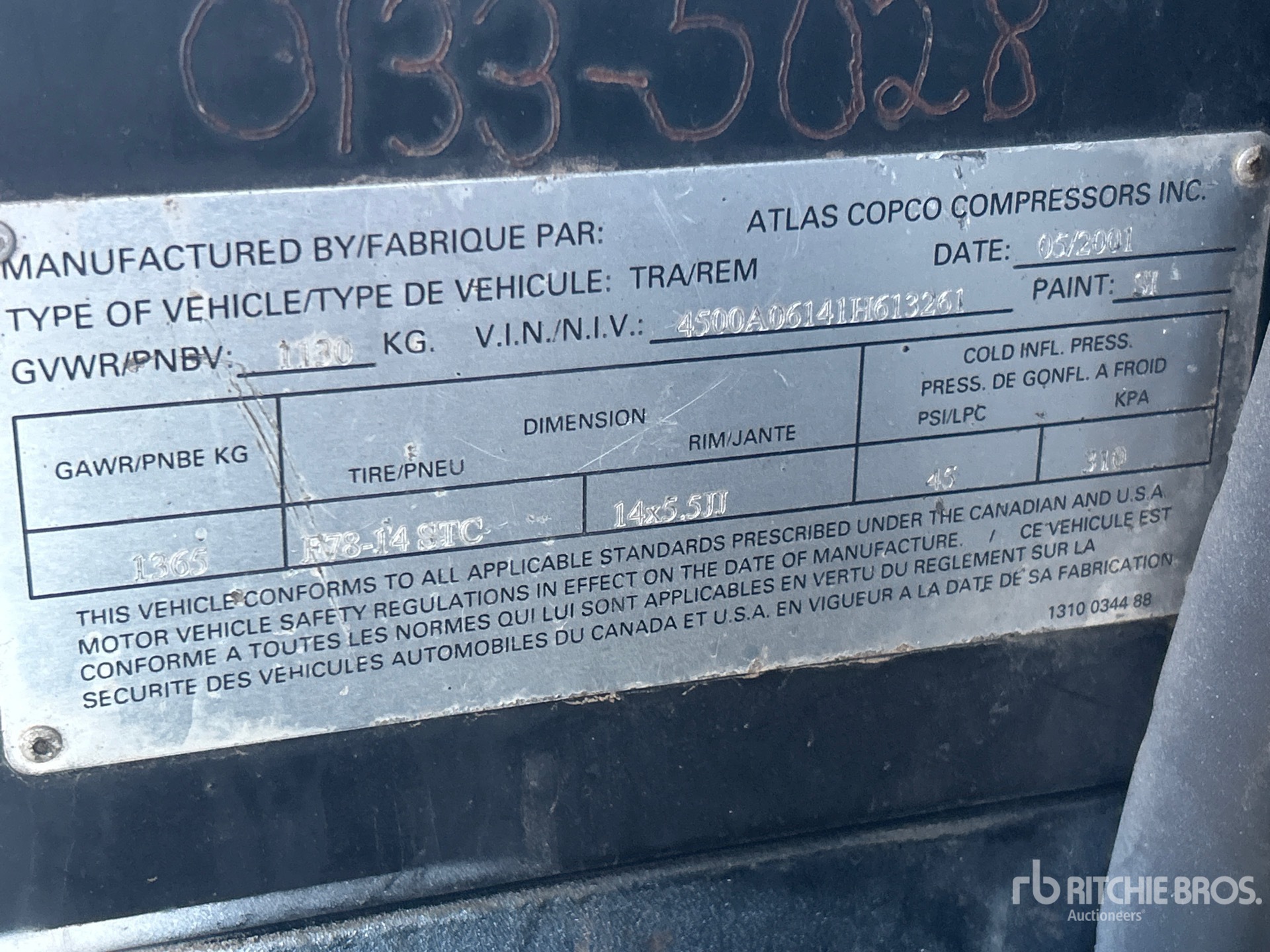 General Appearance with Serial Number / VIN