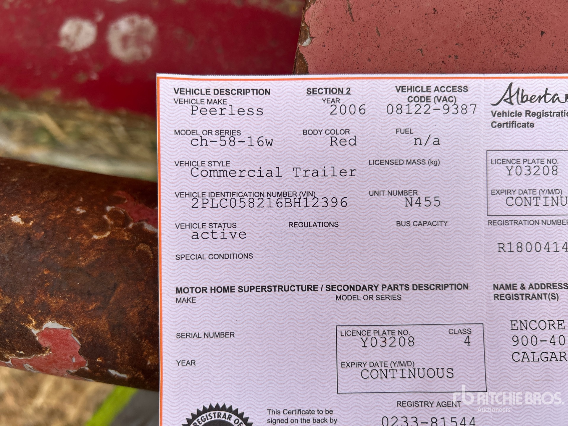 General Appearance with Serial Number / VIN