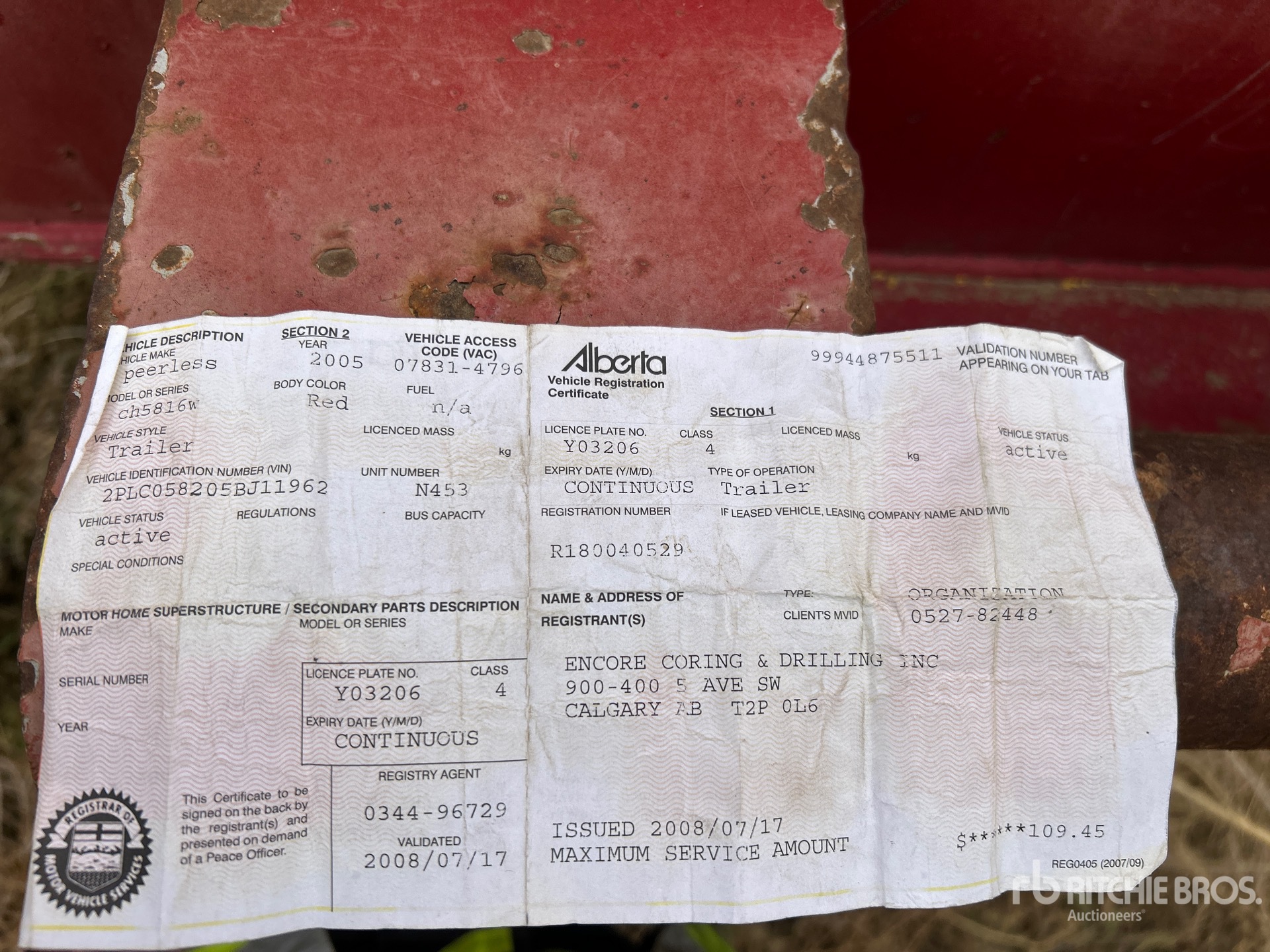 General Appearance with Serial Number / VIN