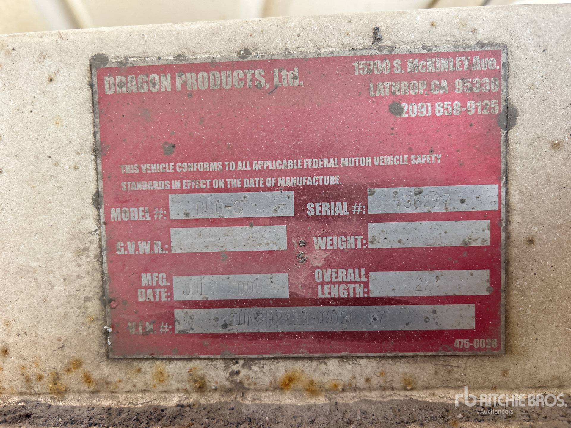 General Appearance with Serial Number / VIN