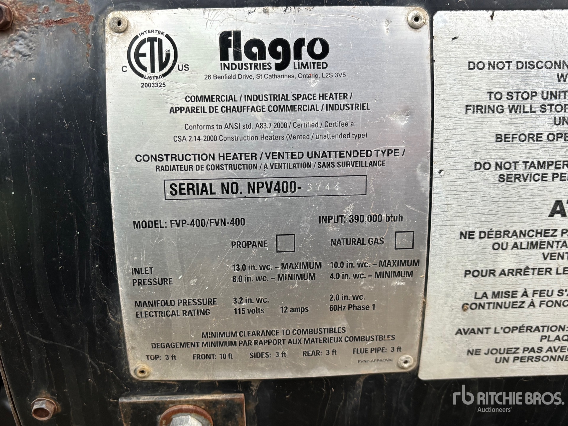 General Appearance with Serial Number / VIN