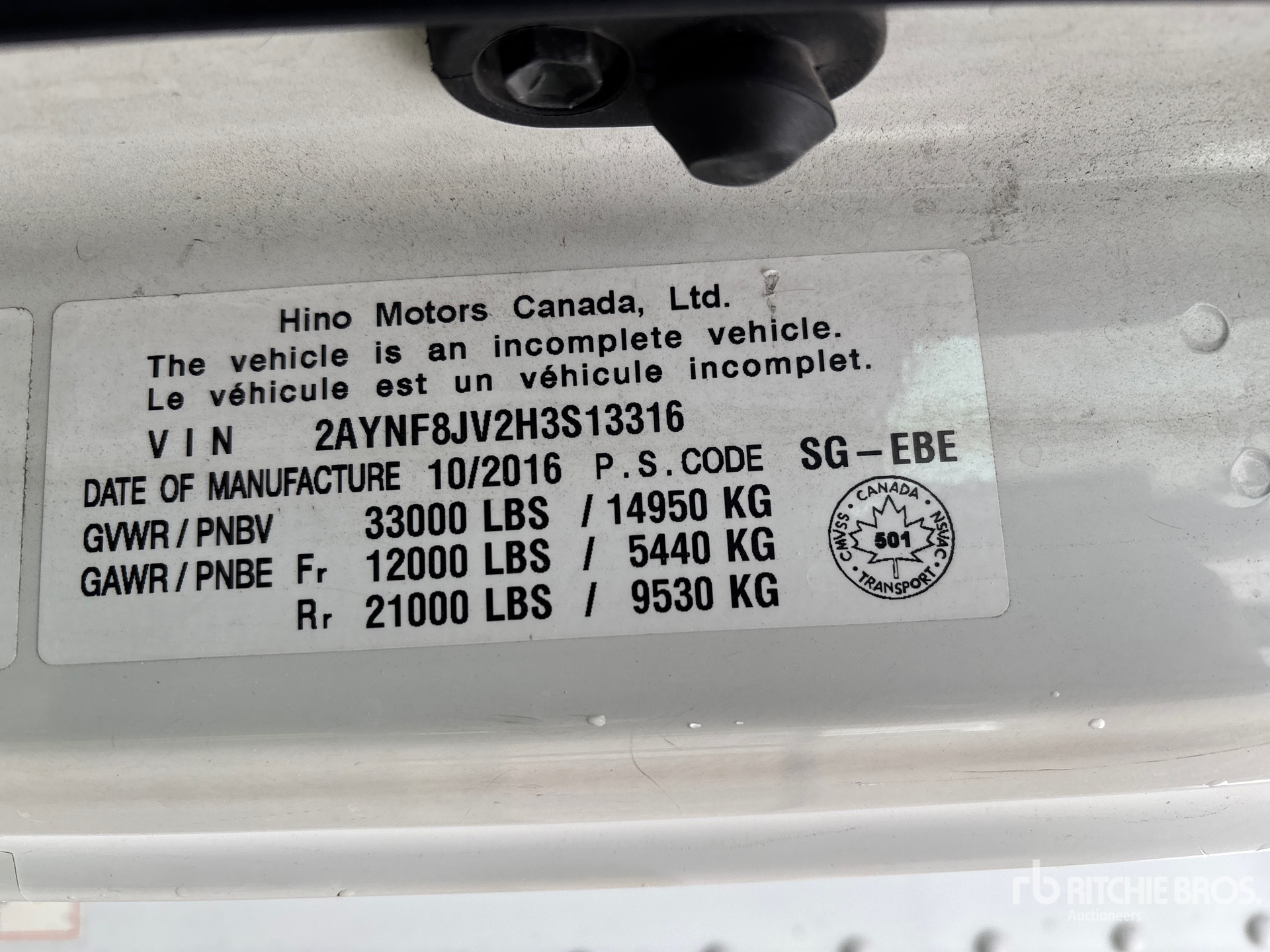 General Appearance with Serial Number / VIN