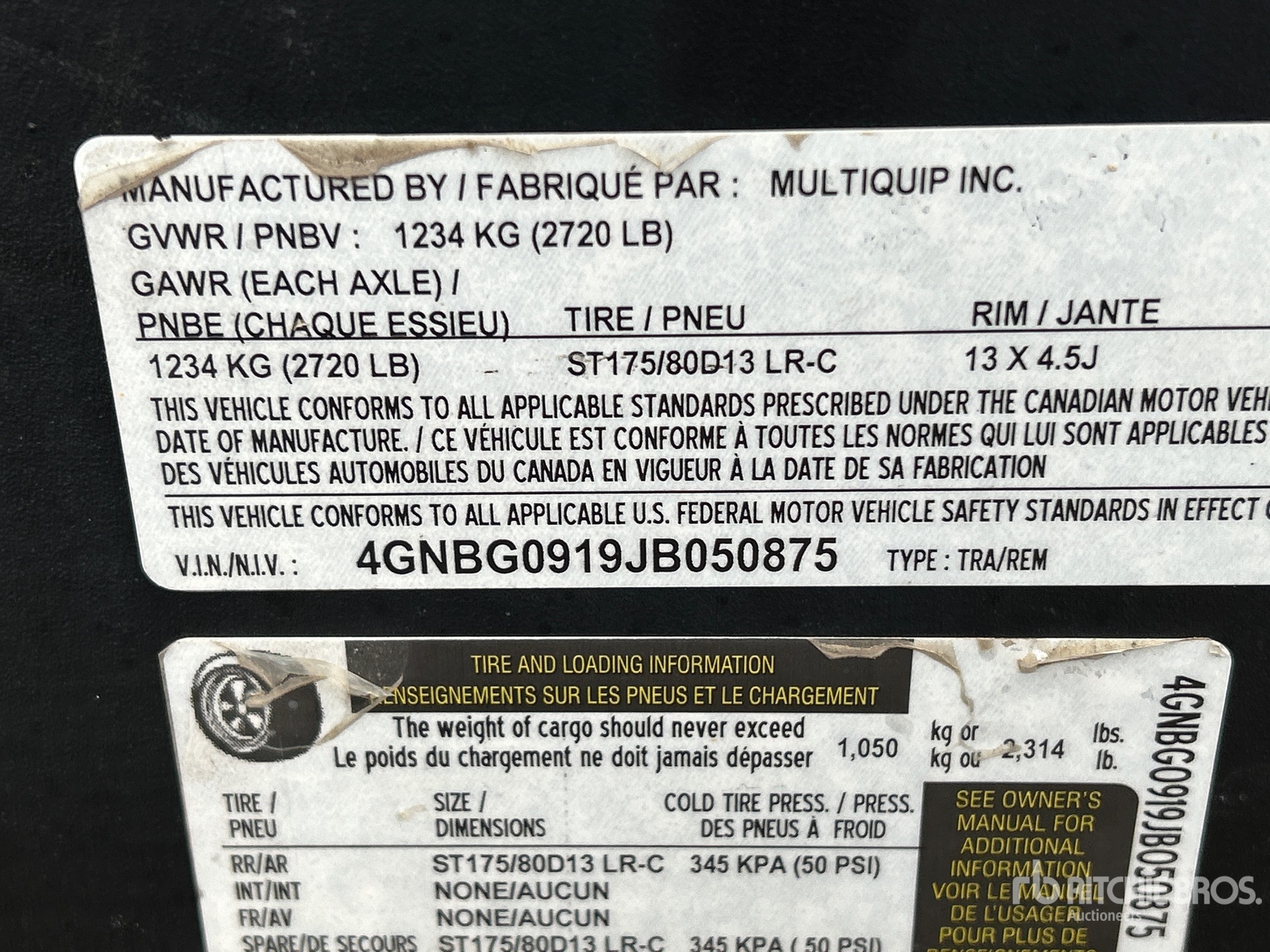 General Appearance with Serial Number / VIN