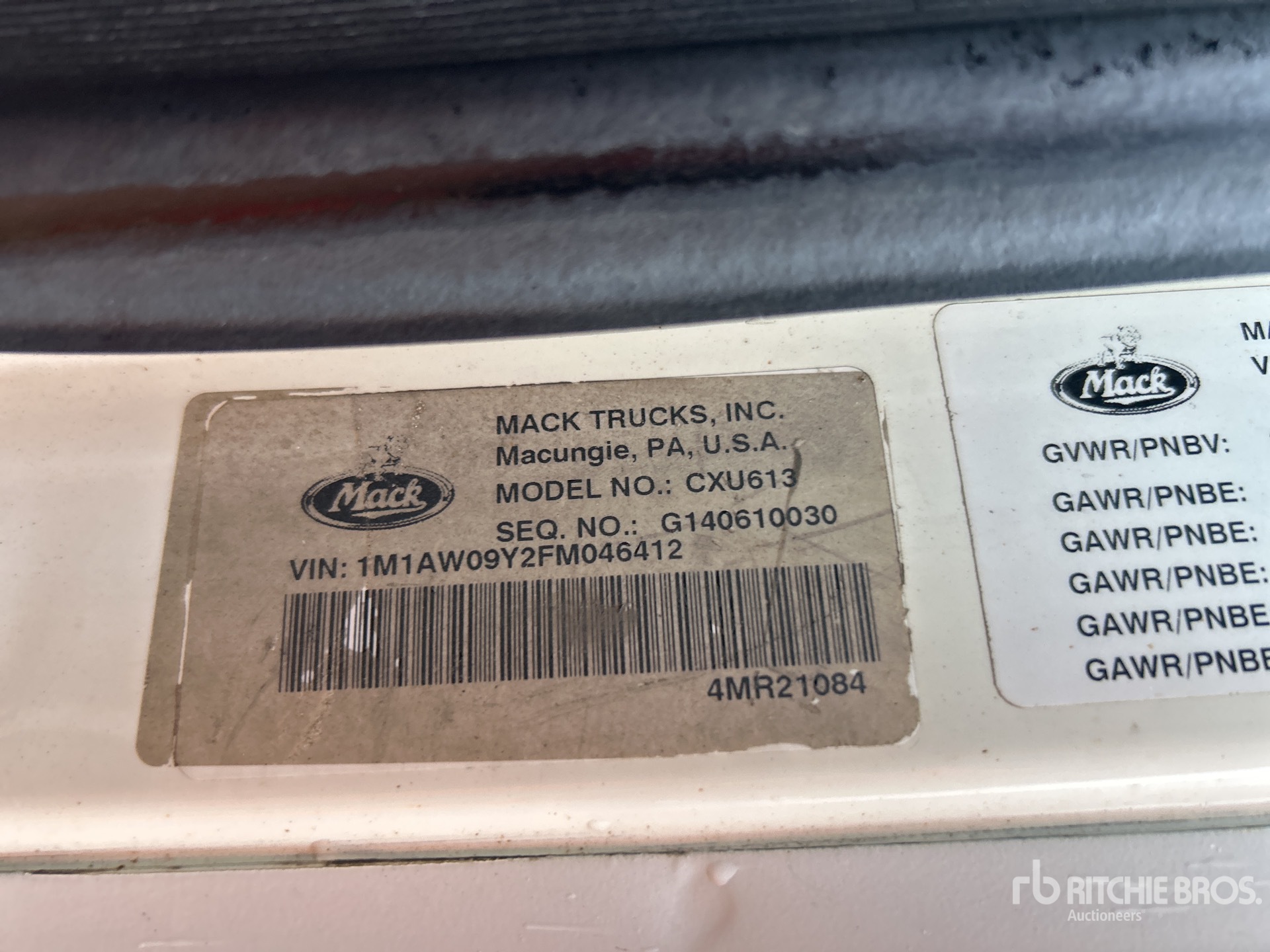 General Appearance with Serial Number / VIN