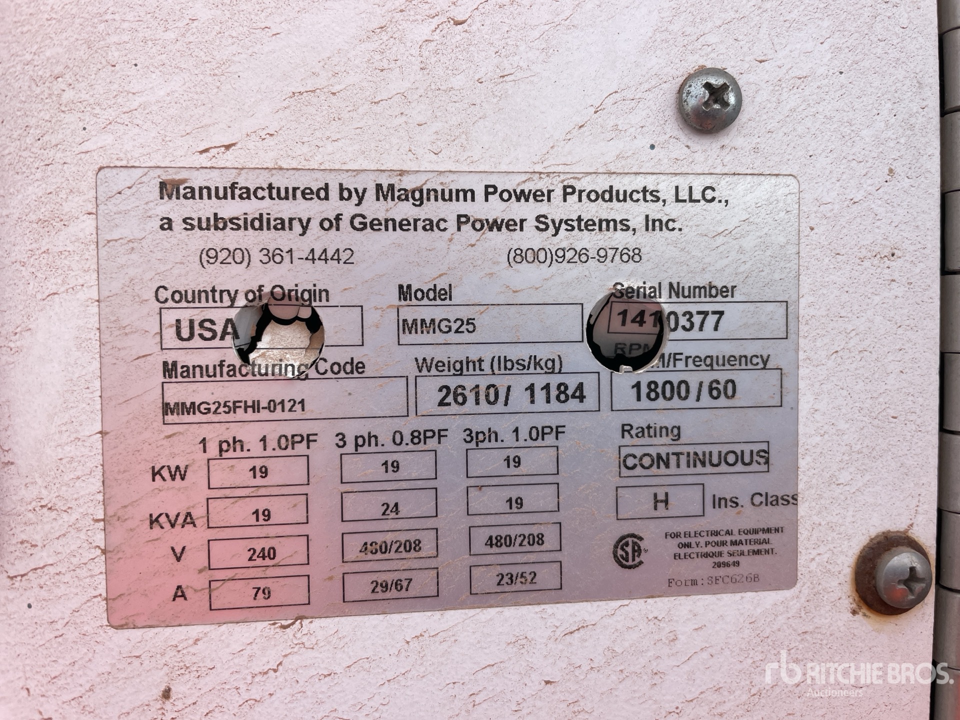 General Appearance with N.º de serie/VIN