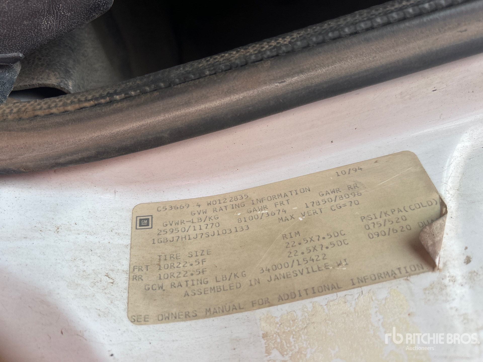 General Appearance with Serial Number / VIN