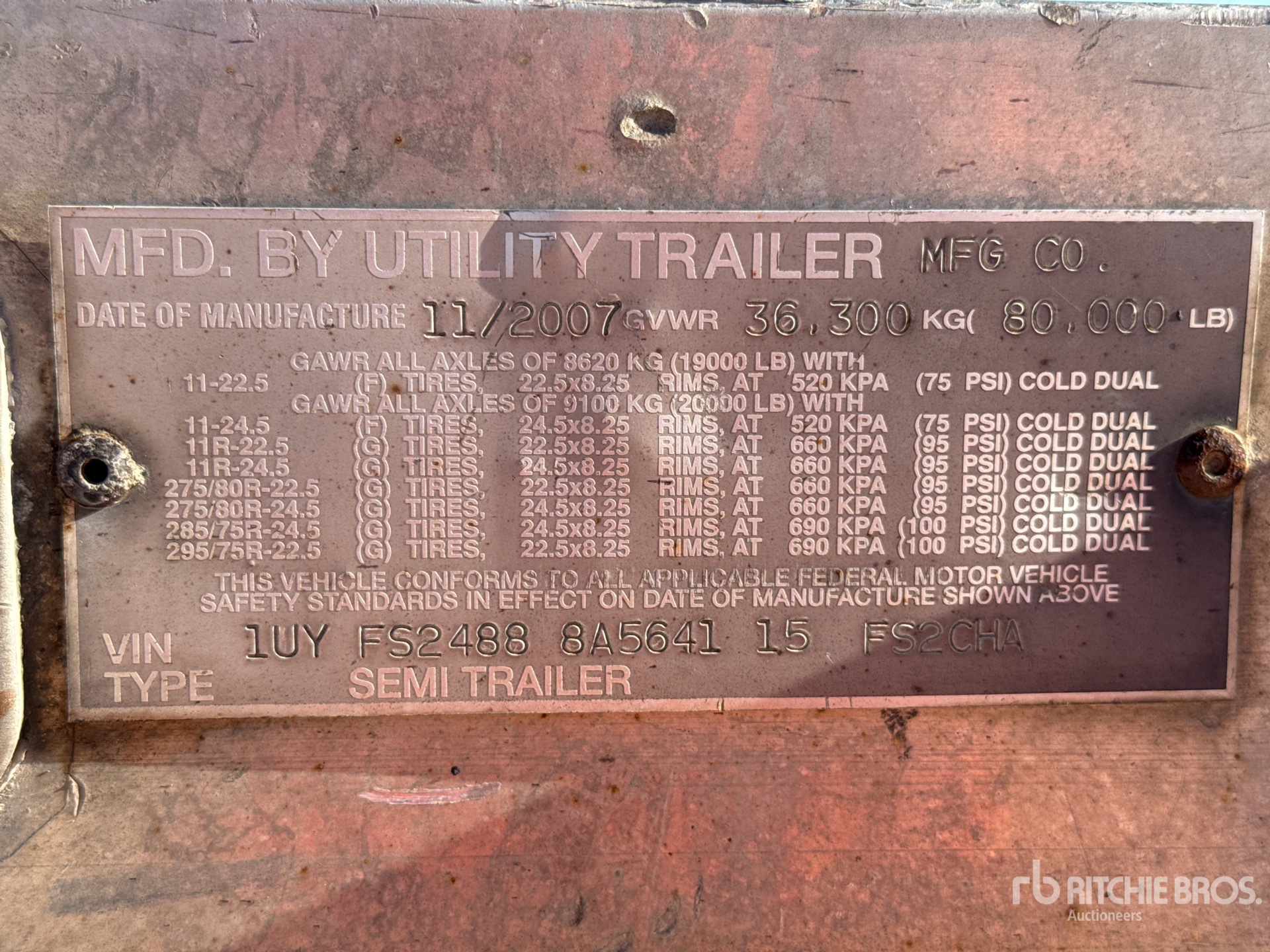 General Appearance with Serial Number / VIN