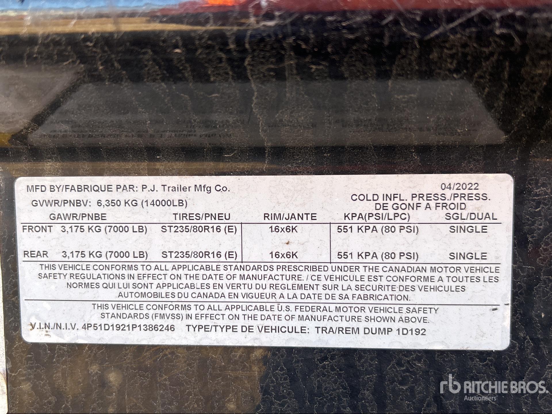 General Appearance with Serial Number / VIN