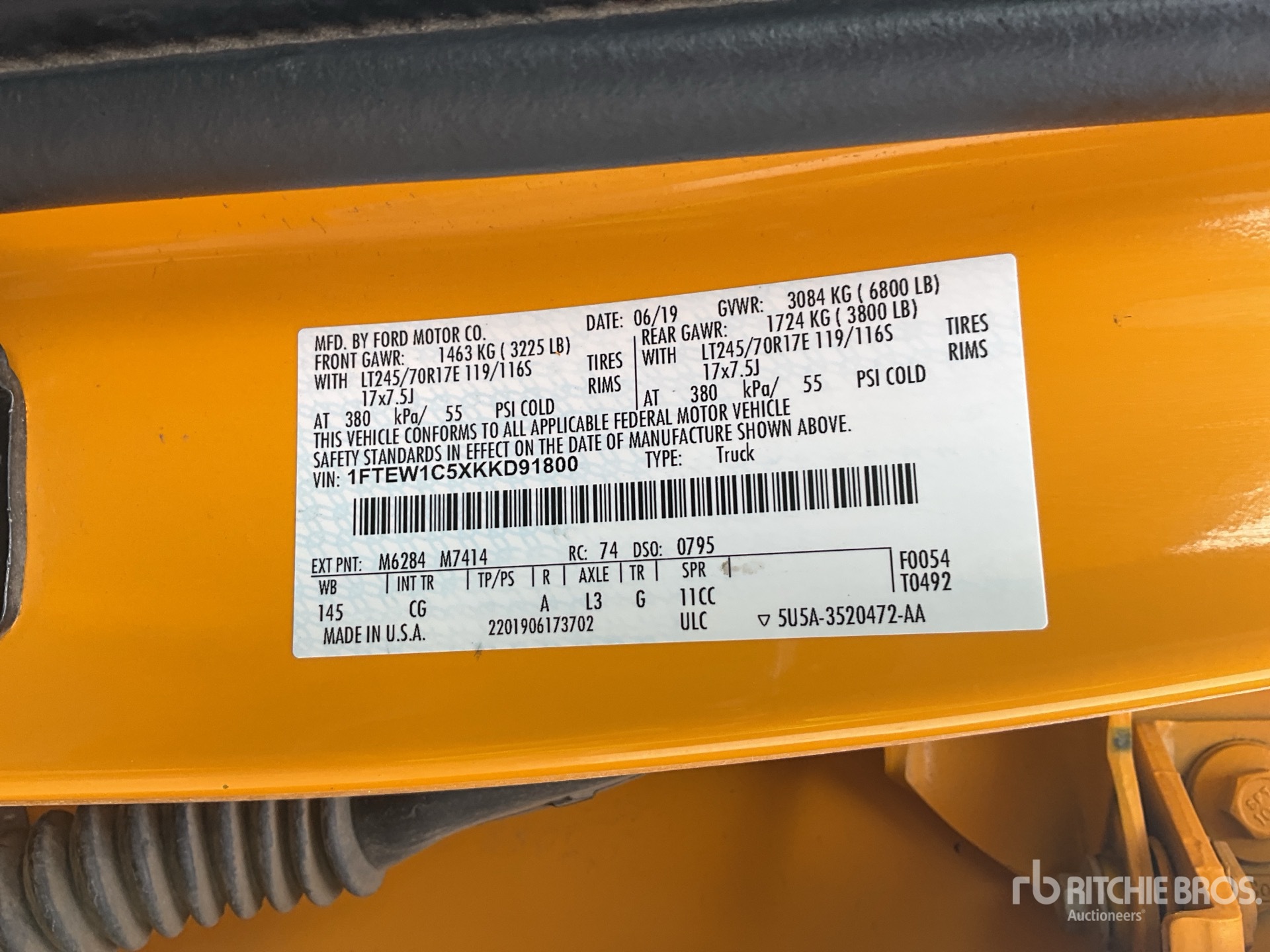 General Appearance with N.º de serie/VIN