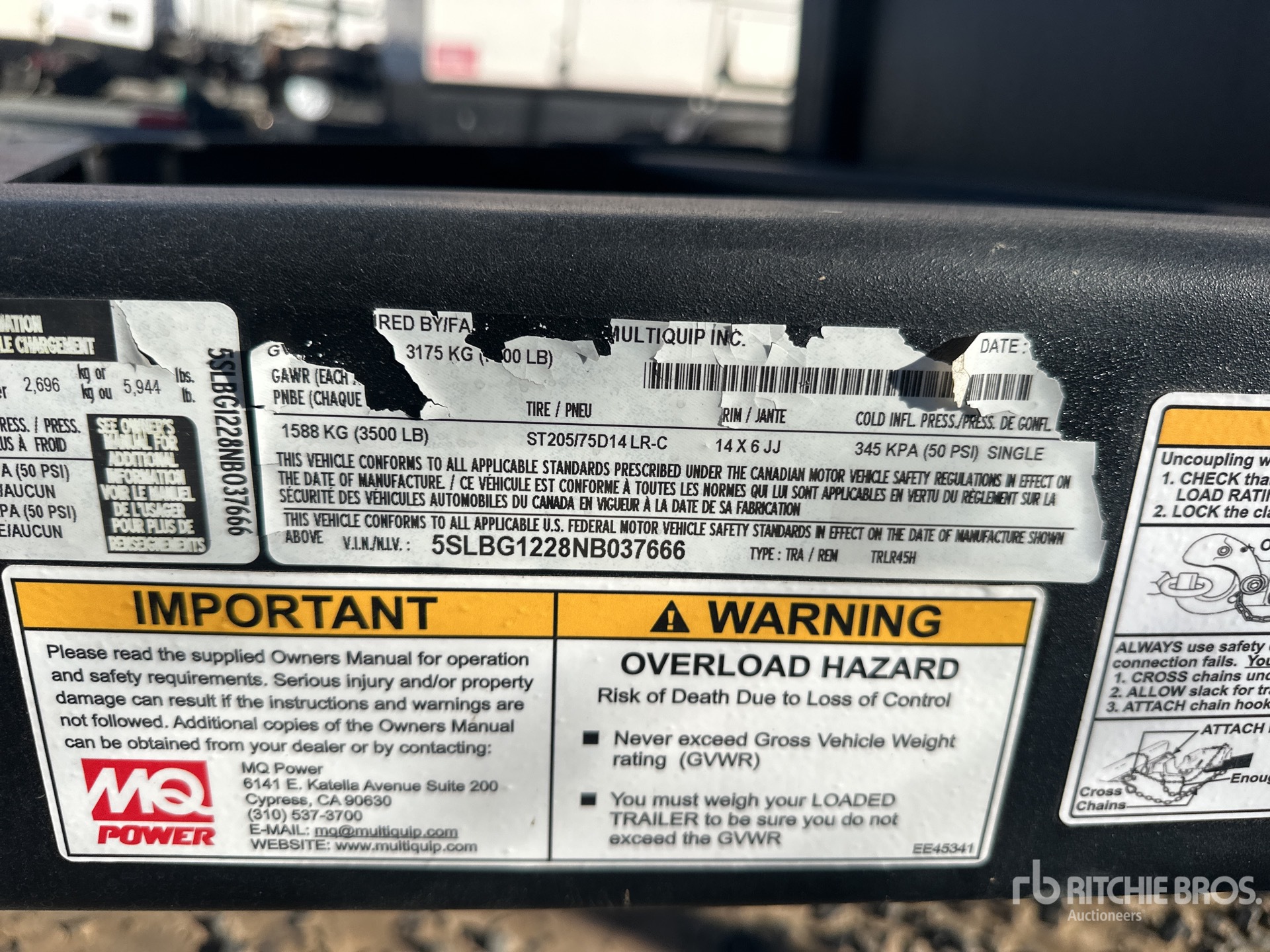 General Appearance with Serial Number / VIN