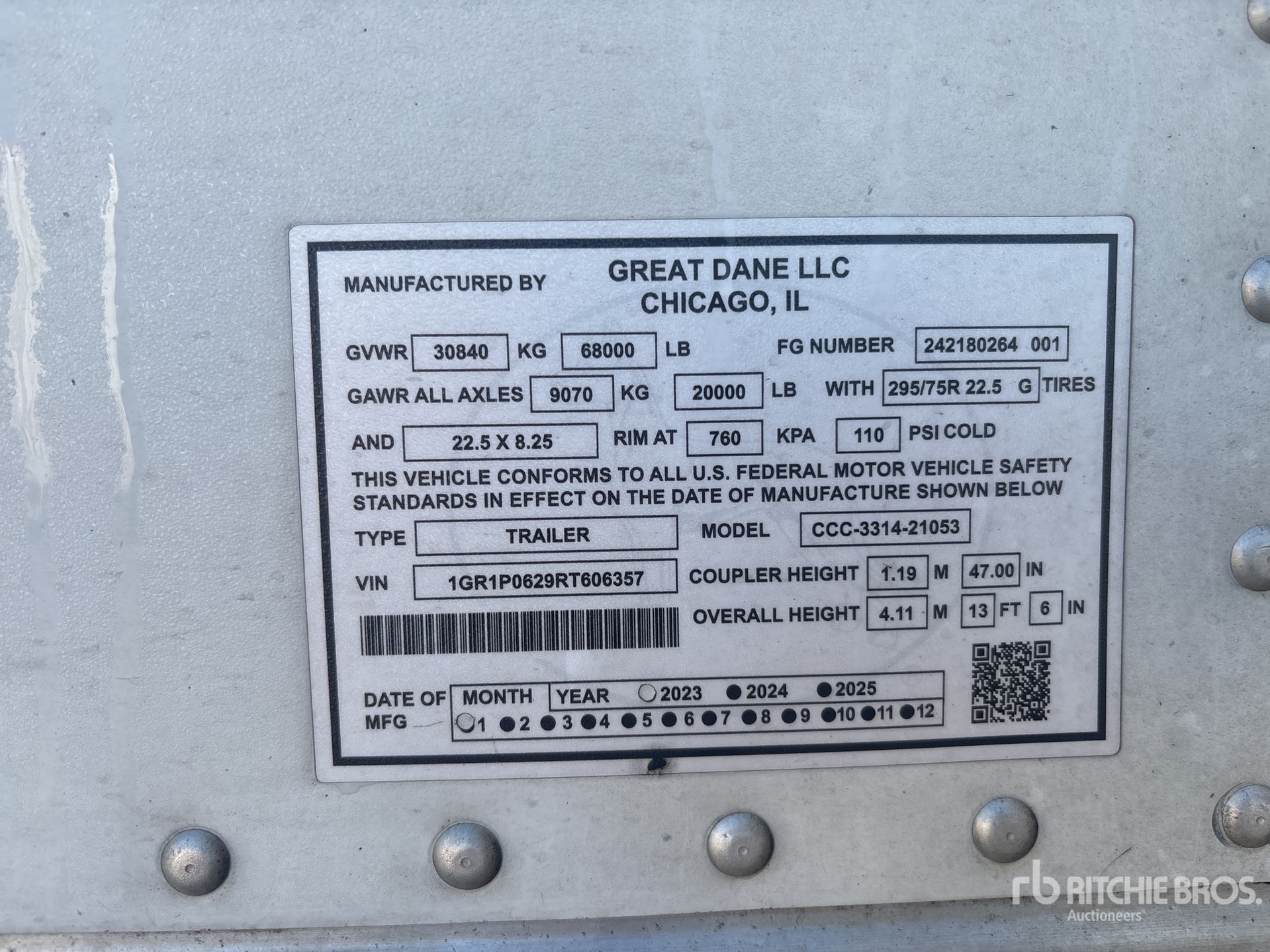 General Appearance with Serial Number / VIN