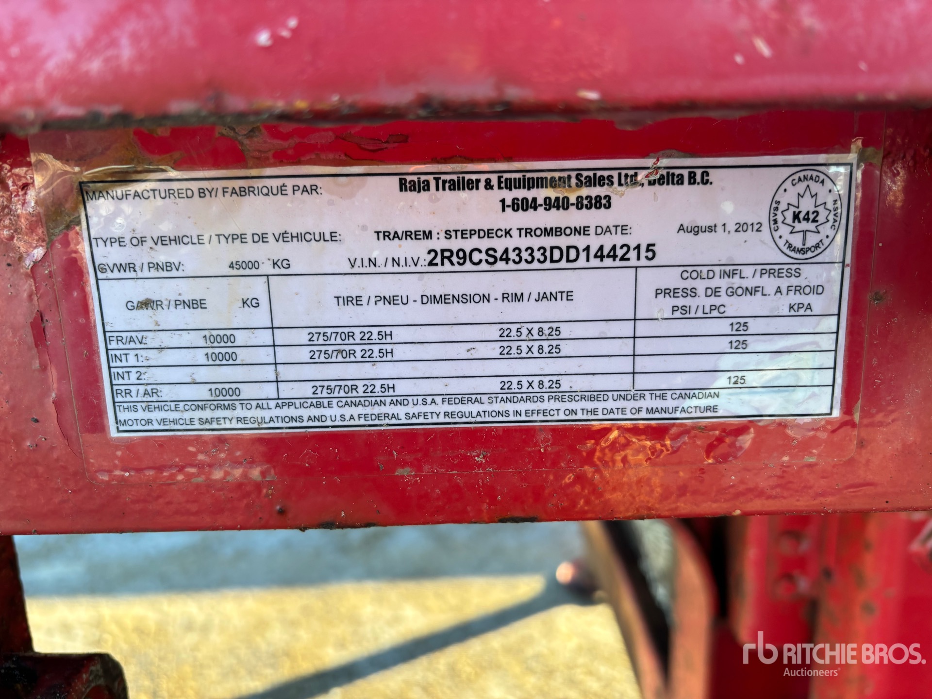 General Appearance with Serial Number / VIN