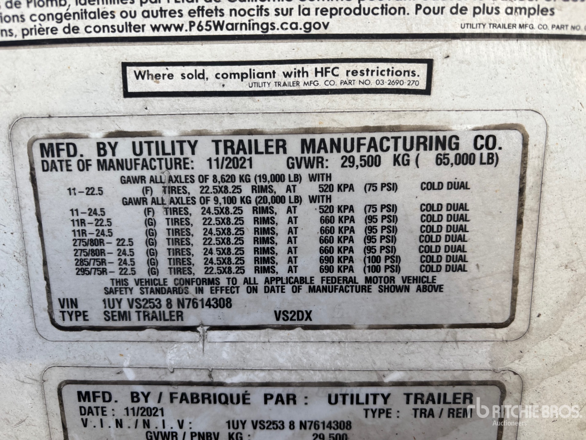 General Appearance with Serial Number / VIN