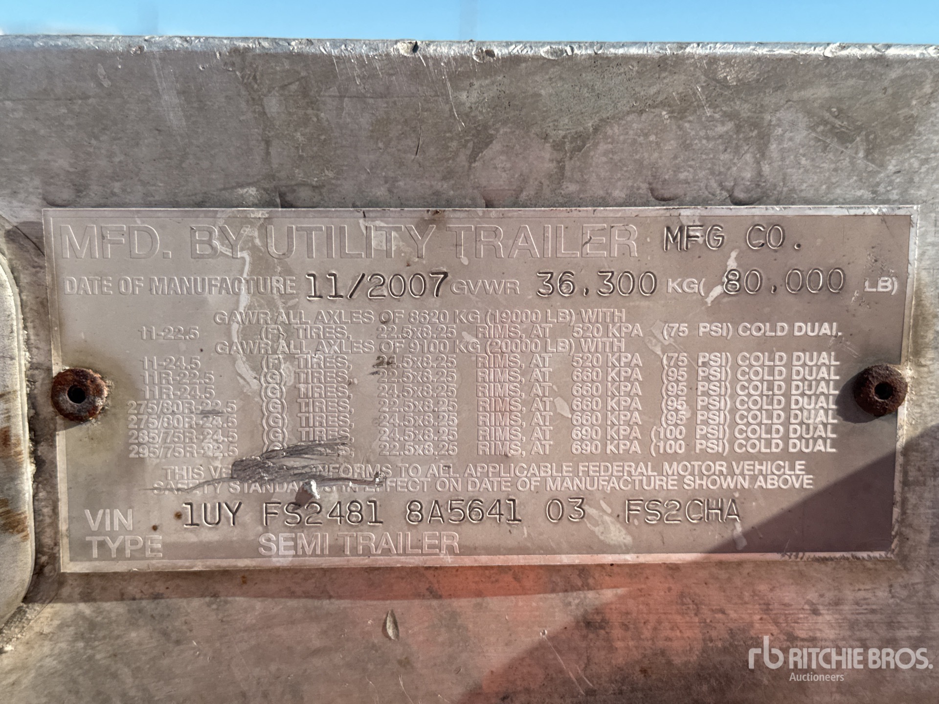 General Appearance with Serial Number / VIN