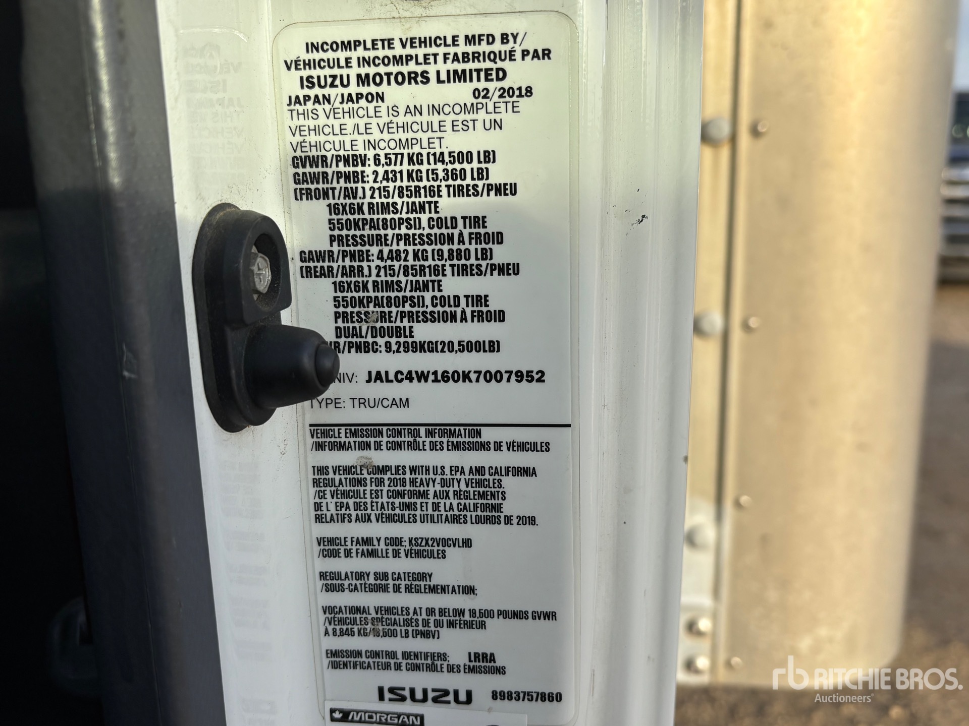 General Appearance with Serial Number / VIN