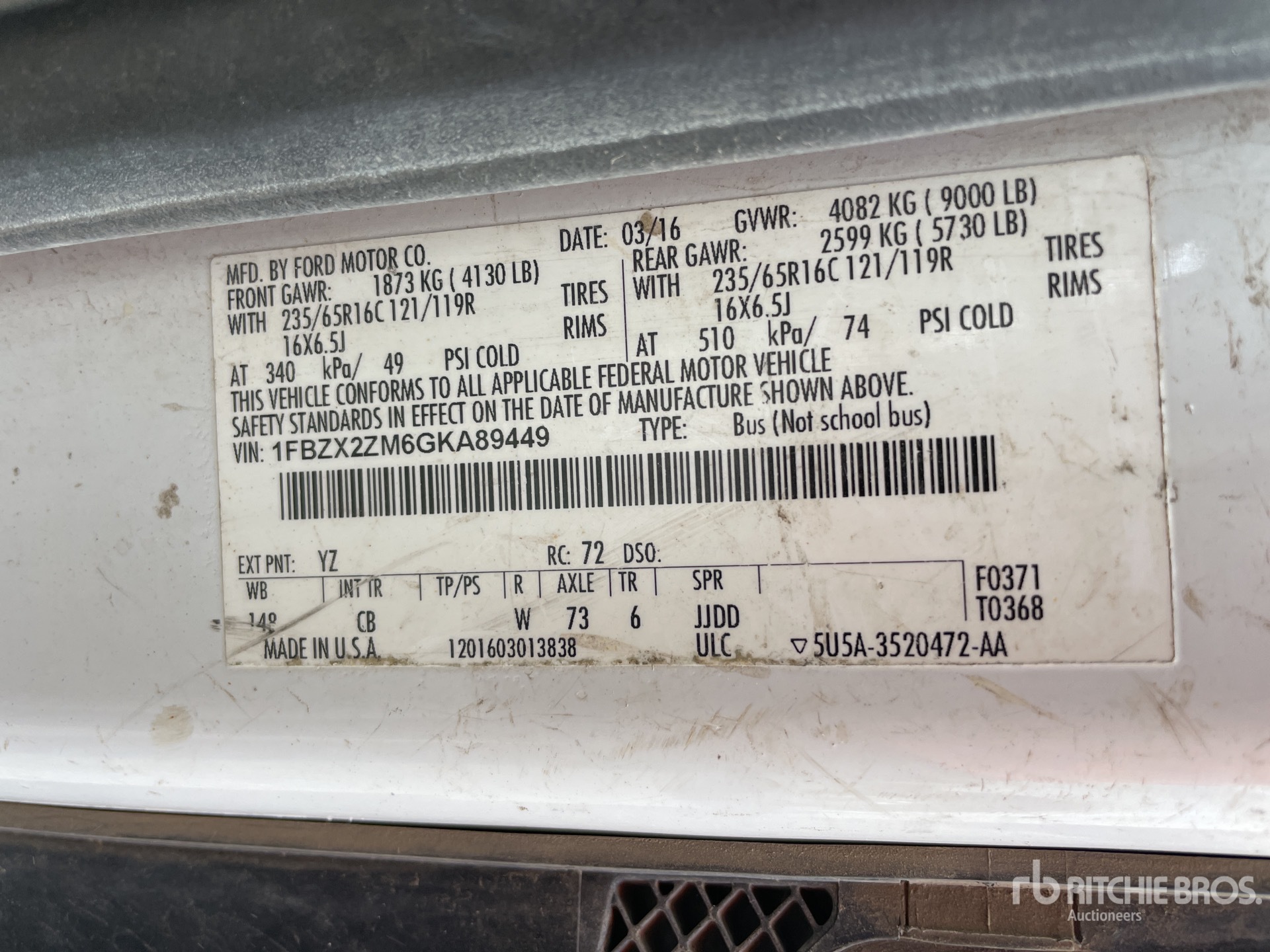 General Appearance with Serial Number / VIN