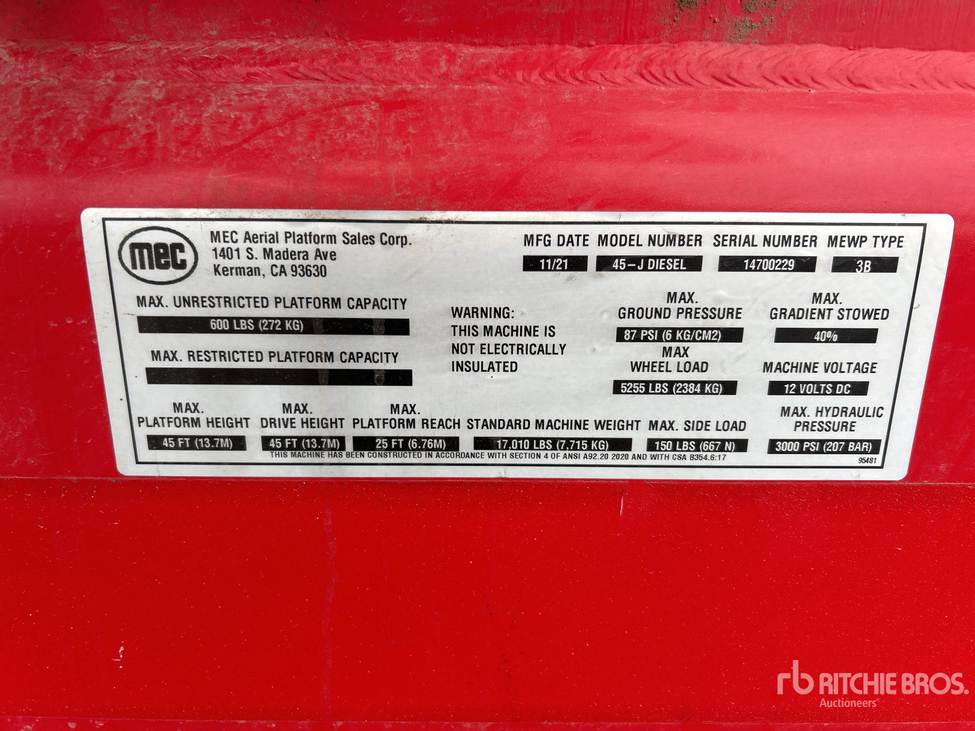 General Appearance with Serial Number / VIN