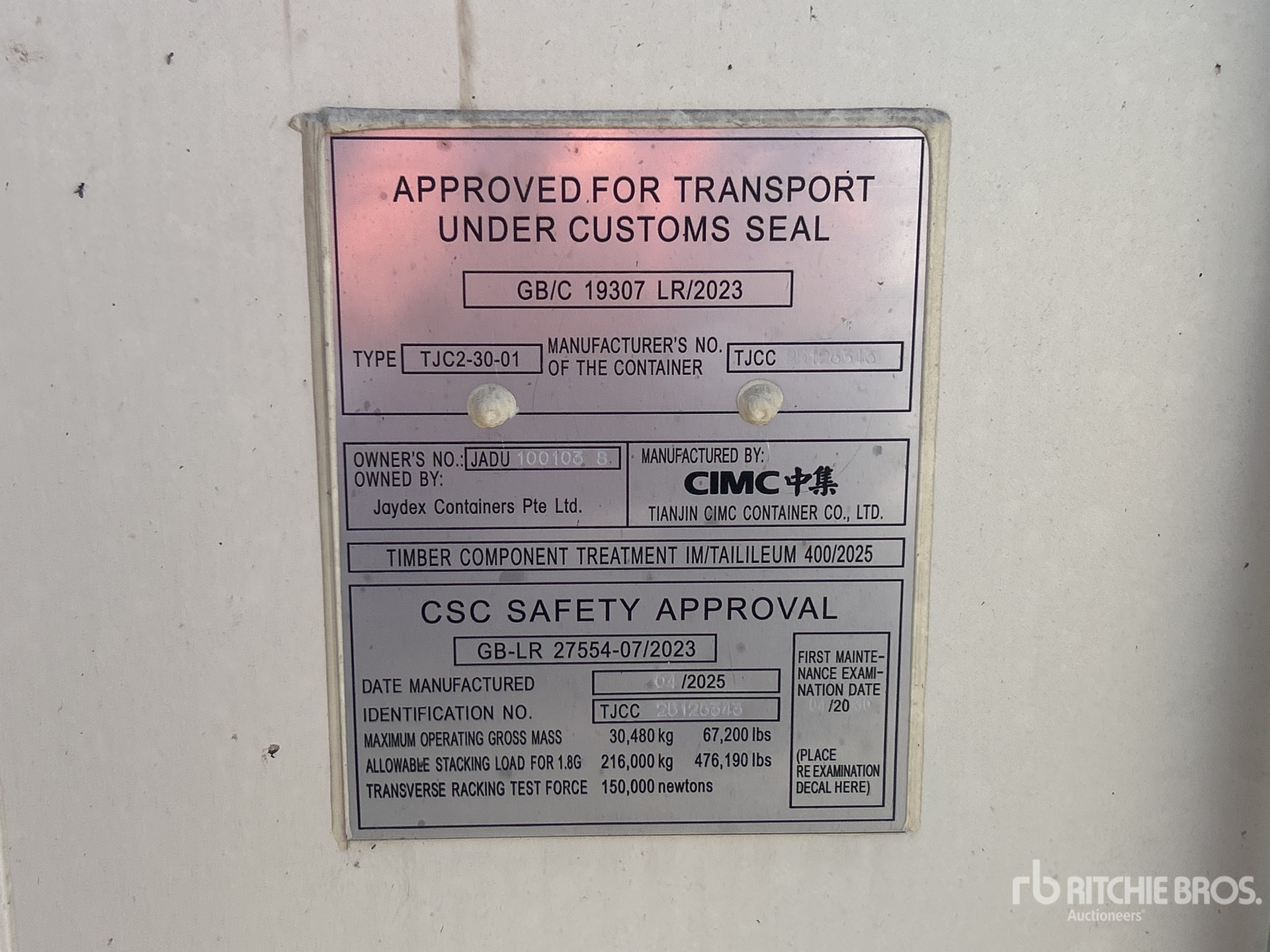 General Appearance with Serial Number / VIN